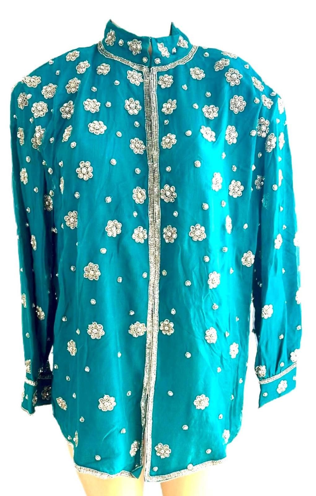 Other Sequin Top Teal Silver size 2X Size XXL / US 16-18 / IT 52-54 - 1 Thumbnail