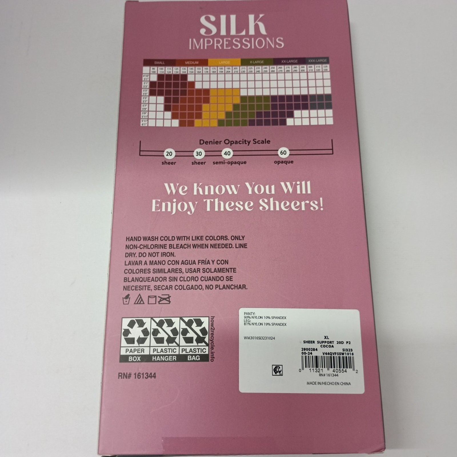 Other Silk Impressions Pantyhose 2 Pack XL Cocoa 20 Denier Sheer Size ONE SIZE - 3 Thumbnail