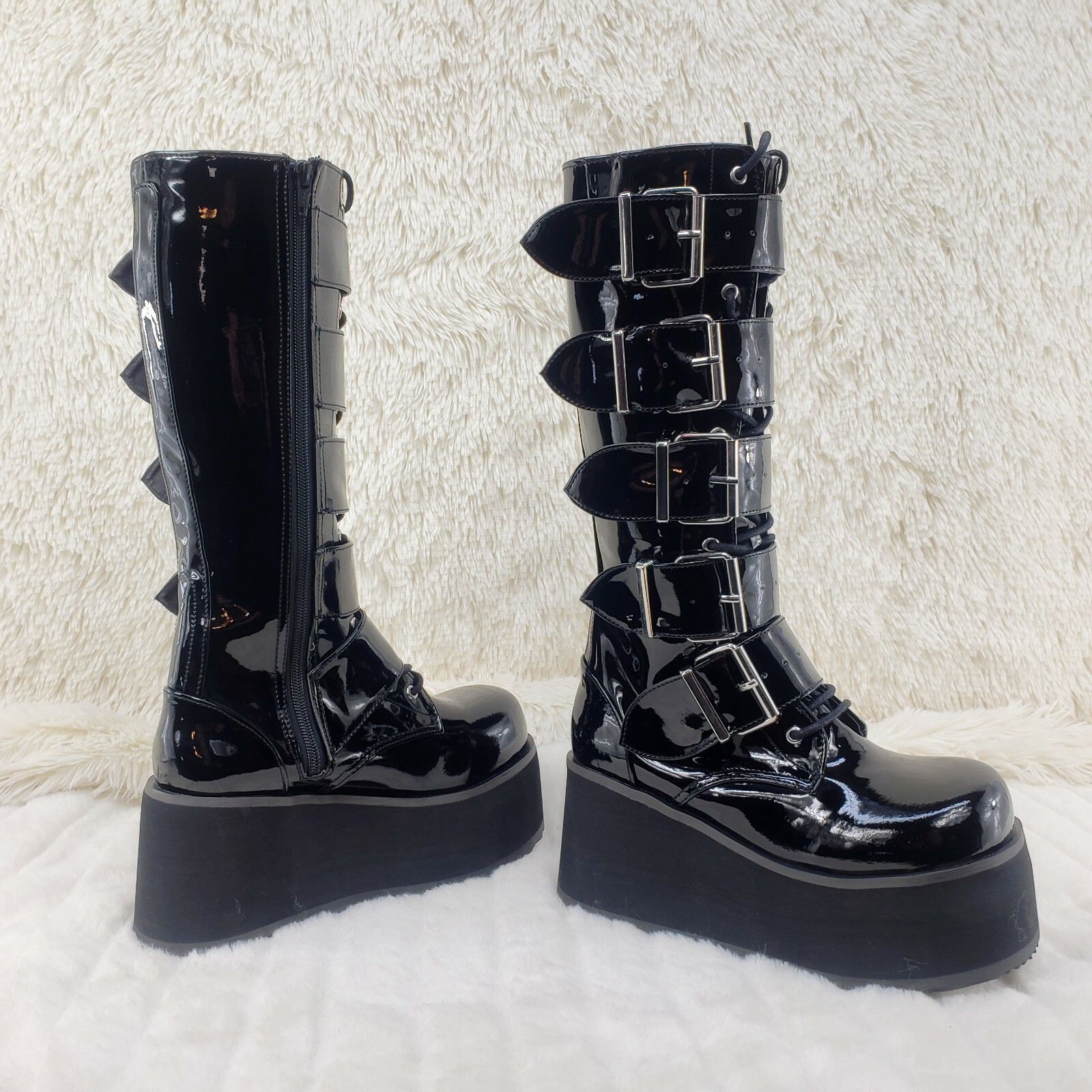 Other DEMONIA Trashville 518 Goth Punk Knee Boots Black Patent Men Size US 9 / EU 42 - 8 Thumbnail