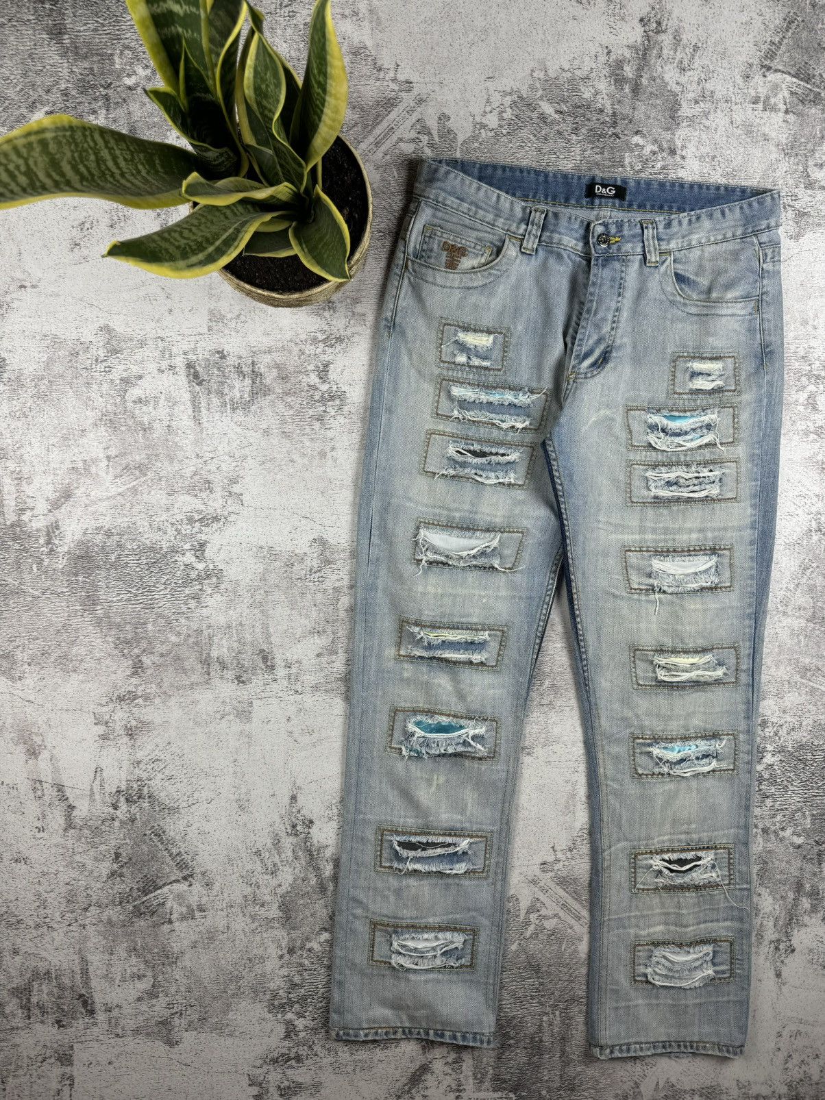 Dolce & Gabbana Dolce & Gabbana RARE D&G Patchwork Distressed Y2K Denim Jeans Size US 34 / EU 50 - 12 Thumbnail
