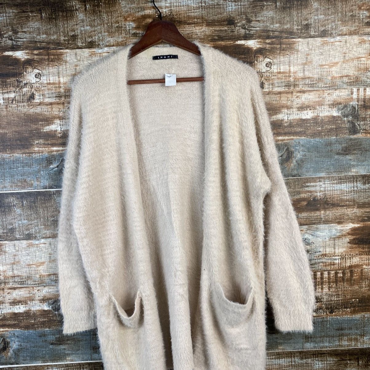 Japanese Brand DL Ingni Pink Cardigan fur shaggy mohair Knitwear #C1056 Size M / US 6-8 / IT 42-44 - 2 Thumbnail