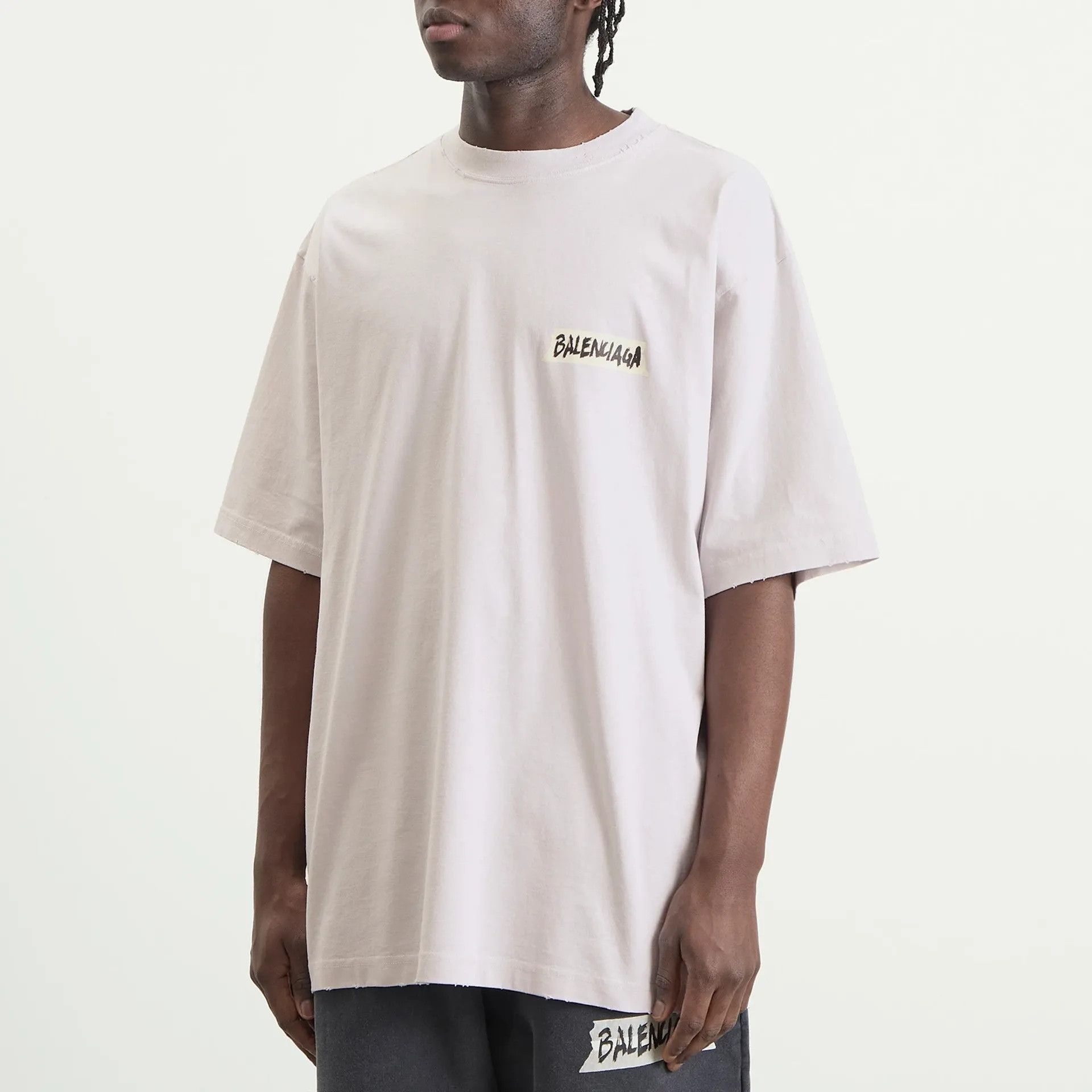 Balenciaga os11x0326 Masking Tape Jersey T-Shirt in Dirty White Size US S / EU 44-46 / 1 - 2 Thumbnail