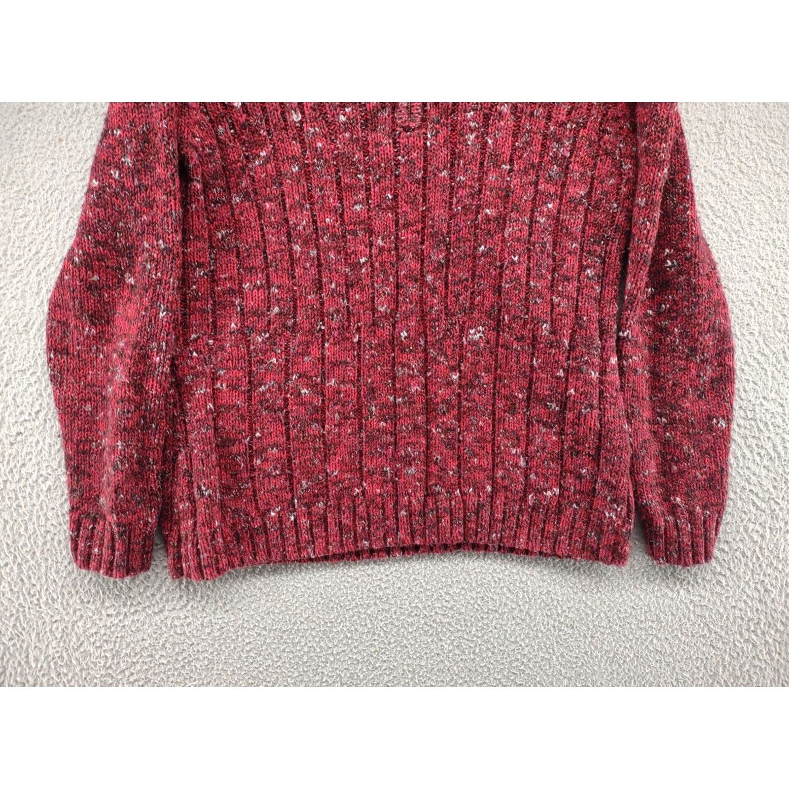 Liz Claiborne Liz Claiborne Womens Red Tweed 1/4 Zip Pullover Sweater 1X Adults Knit Pullover Zipper Baggy Cotton Blend Cable-Knit Ladies Womens VINTAGE? Size XL / US 12-14 / IT 48-50 - 2 Thumbnail