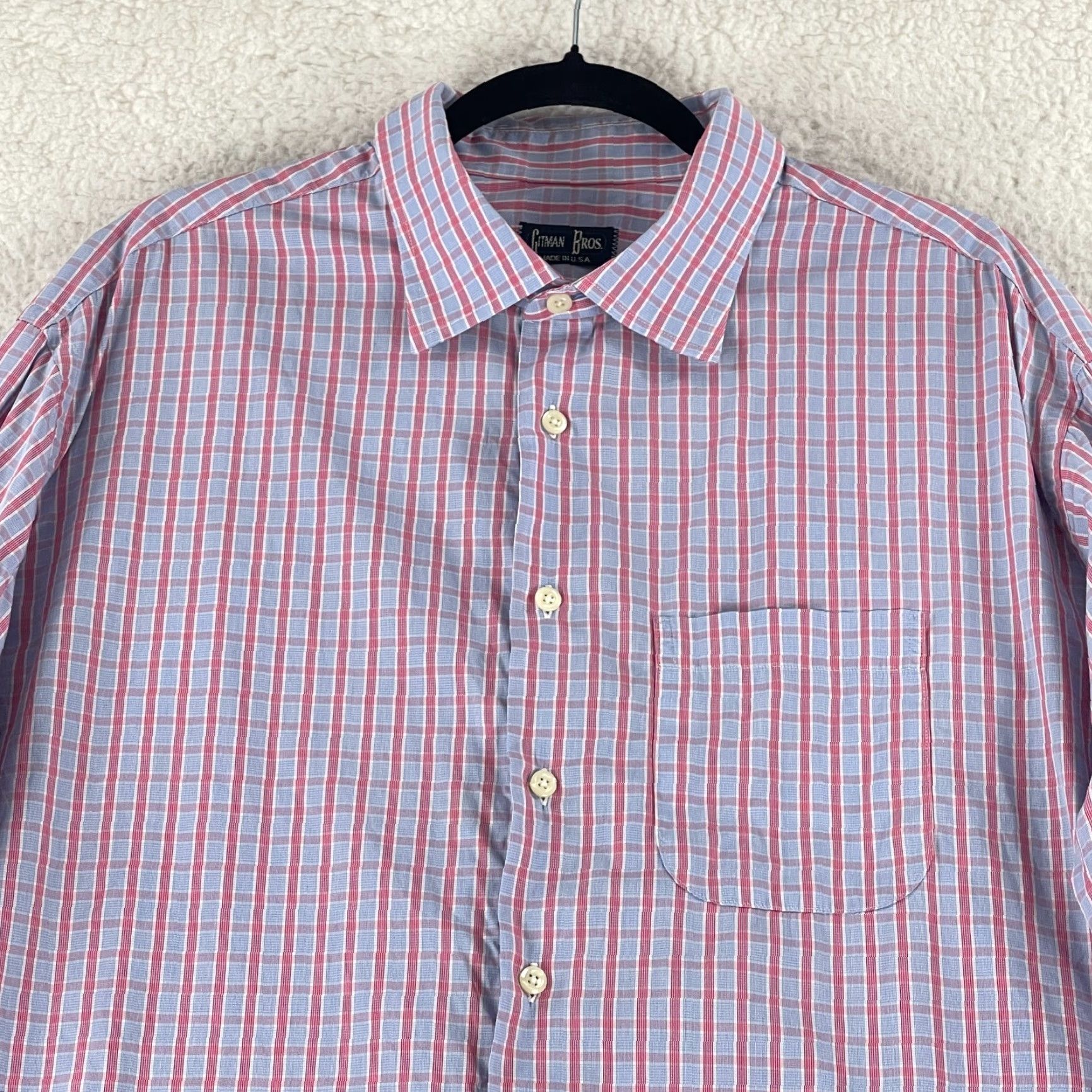 Vintage VINTAGE Gitman Bros. Button-Up Dress Shirt Mens XXL Blue Plaid Long Sleeve USA Size 48R - 3 Thumbnail