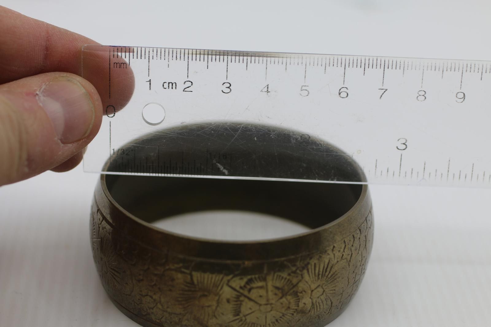 The Unbranded Brand Vintage Brass-Tone Etched Bangle Bracelet – Wide Metal Cuff Size ONE SIZE - 9 Thumbnail