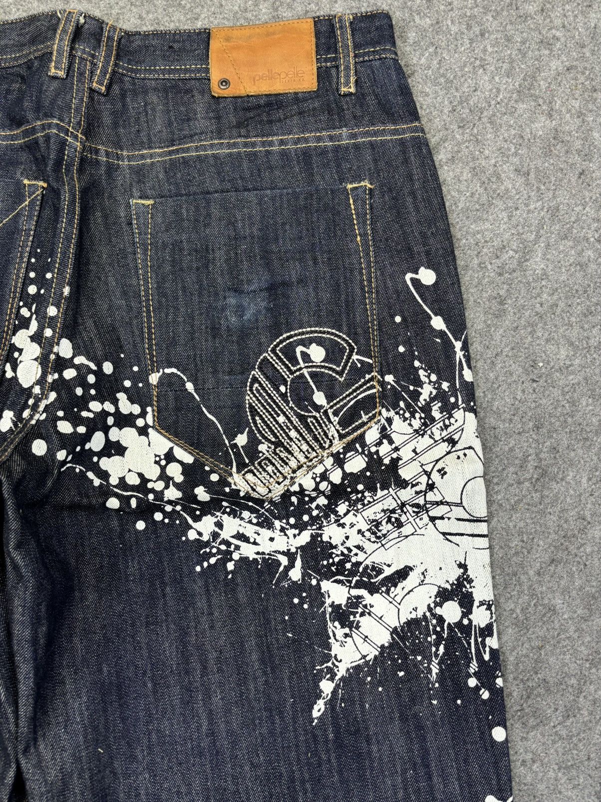 Pelle Pelle 💥Super BAGGY💥pellepelle Marc Buchanan Paint Spash Denim F876 Size US 36 / EU 52 - 11 Thumbnail