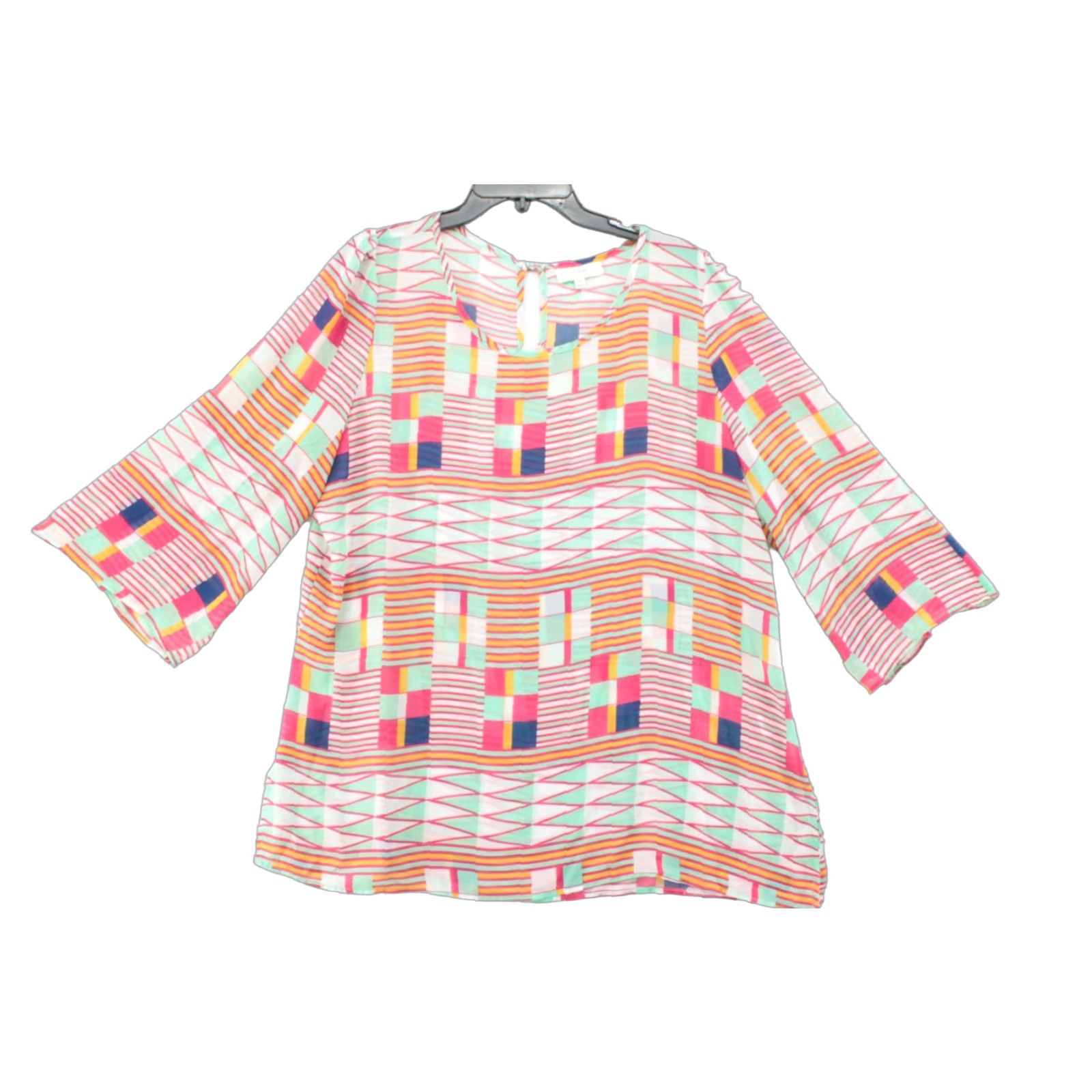 Vintage Umgee Tunic Women's 1XL Geometric Flutter Flowy Sheer Topper Boho whimsical Size XL / US 12-14 / IT 48-50 - 1 Thumbnail