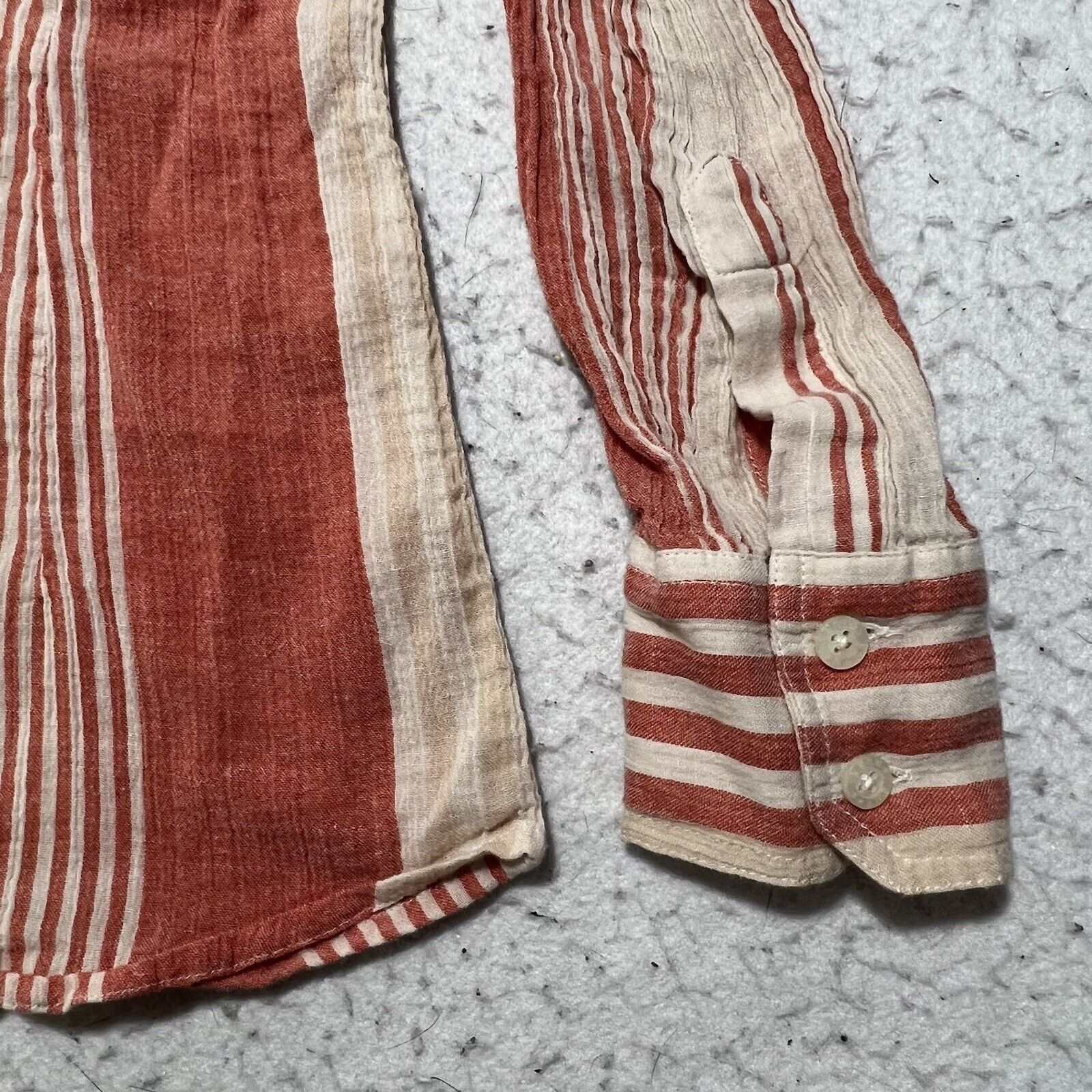 Lucky Brand Lucky Brand XS Button Up Shirt Orange Striped Pocket Top Size XS / US 0-2 / IT 36-38 - 5 Thumbnail