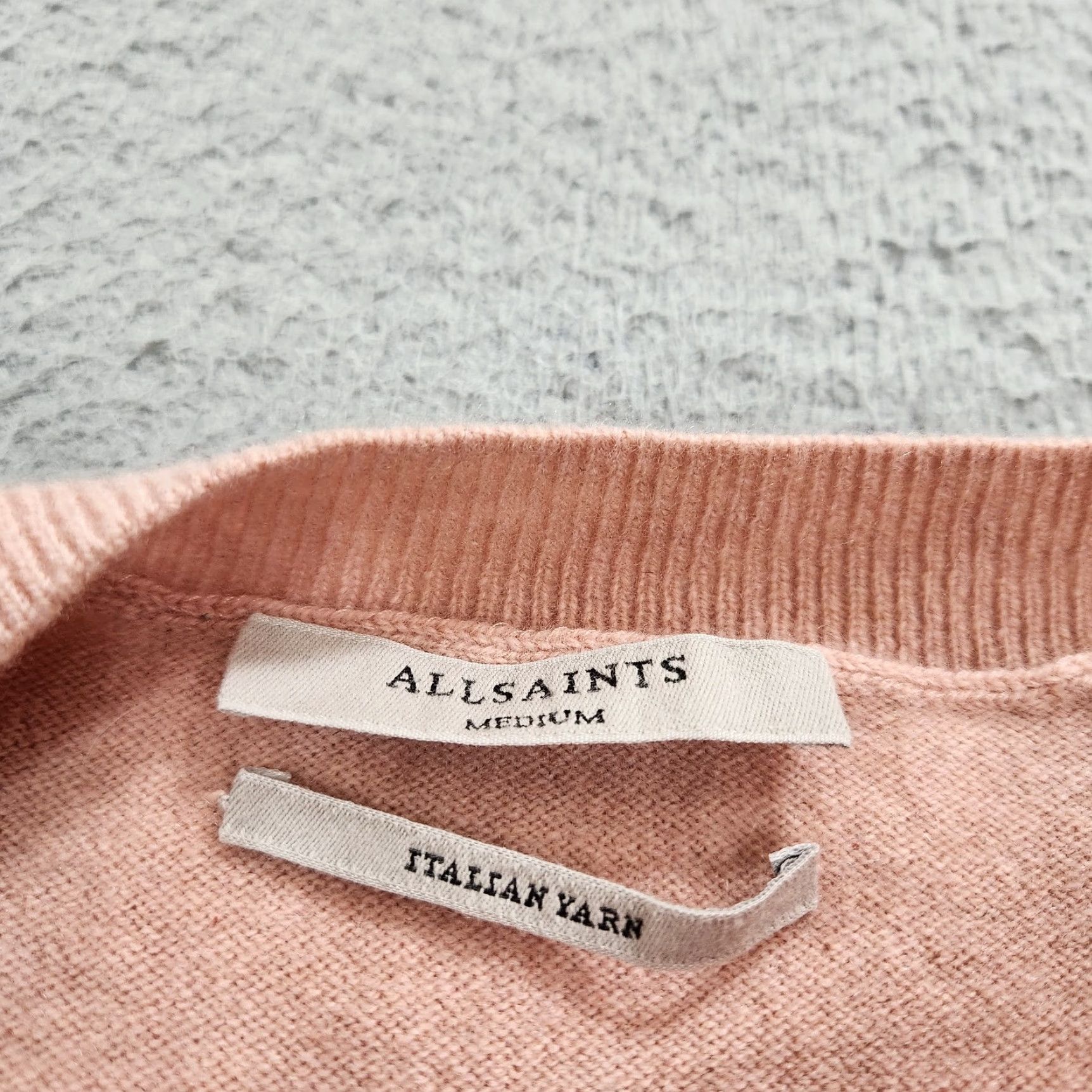 AllSaints Sweater Womens Medium Pink Tara Jumper Cashmere Wool Blend Pullover Knit