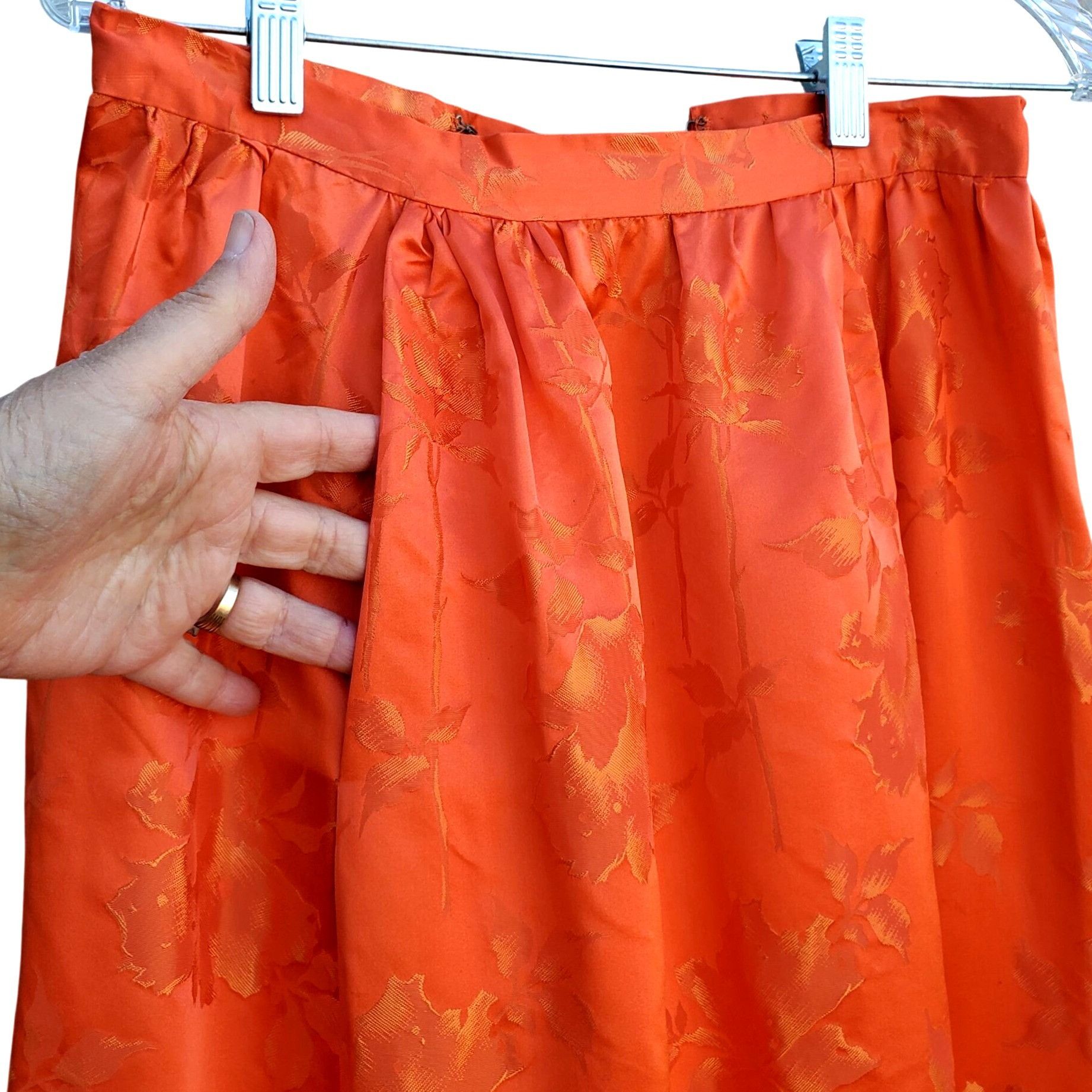 Handmade 60s Vintage Maxi Skirt Set Size 4 Orange Silk Brocade Made i Size S / US 4 / IT 40 - 3 Thumbnail