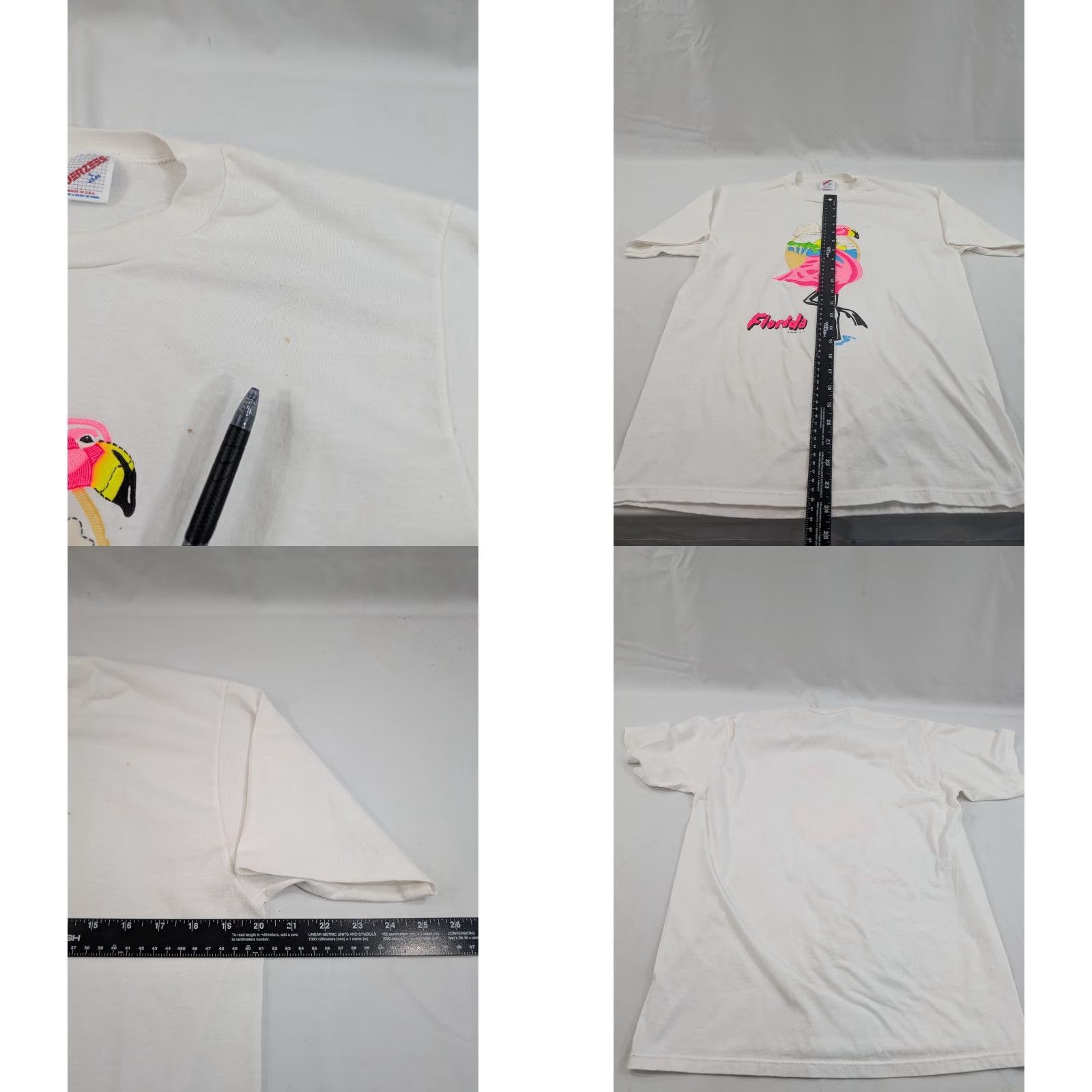 Jerzees VINTAGE Florida T-Shirt Mens L White Cotton Polyester Logo Graphic 1990s Short Sleeve St. Augustine Size US L / EU 52-54 / 3 - 8 Thumbnail