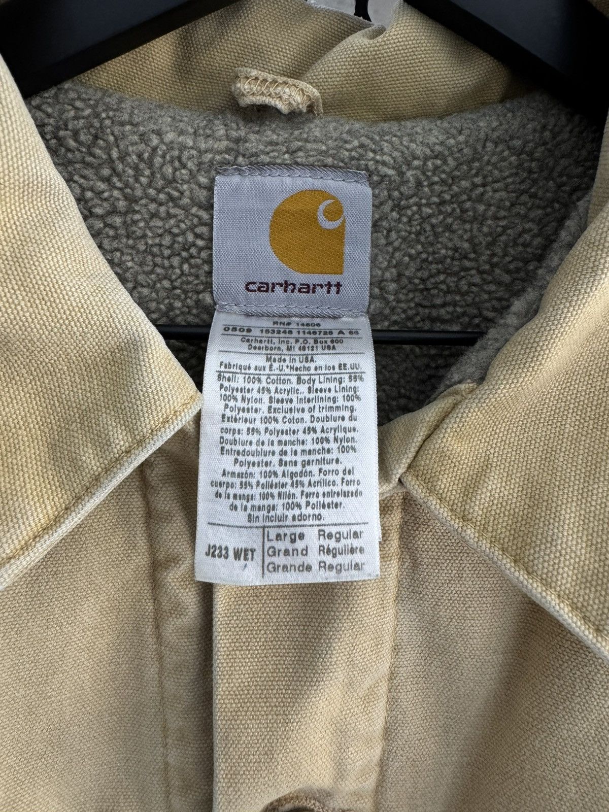 Carhartt Vintage 1990s Carhartt J233 WET Sherpa Lined Trucker Jacket Size US L / EU 52-54 / 3 - 6 Thumbnail