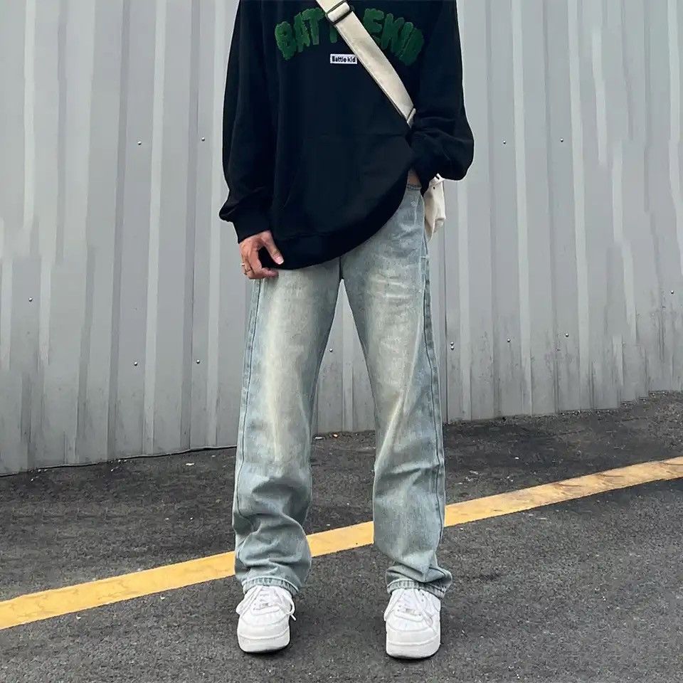 Jeans Y2k Streetwear Fit Summer Simple Solid Color Vintage