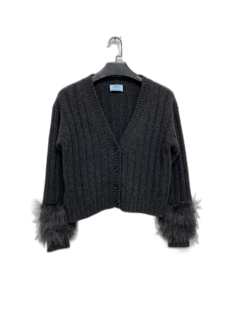 Prada Prada Fur Sleeve Sweater Cardigan-2506 Size S / US 4 / IT 40 - 1 Thumbnail