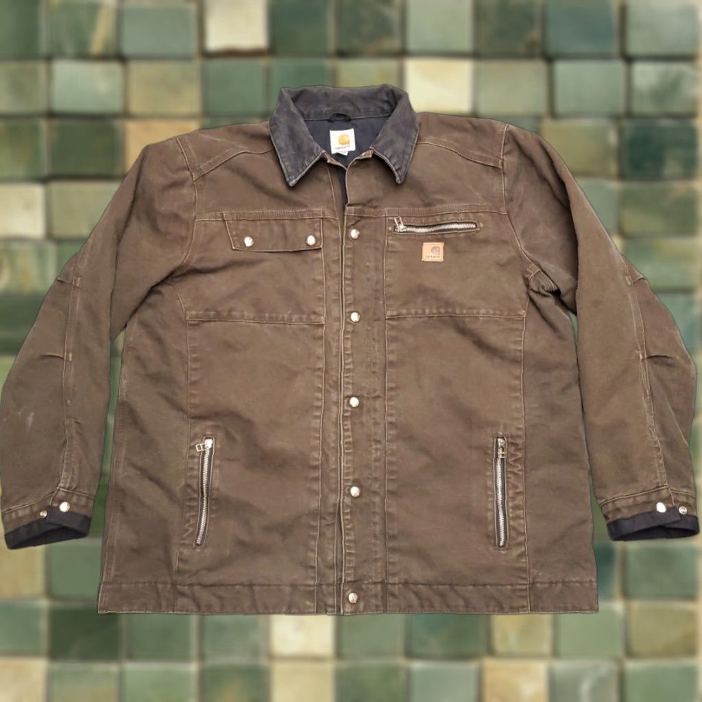 Carhartt VINTAGE Carhartt Jacket Mens XL Brown Quilt Lined Snap Front Chore Work J285 Size US XL / EU 56 / 4 - 1 Thumbnail