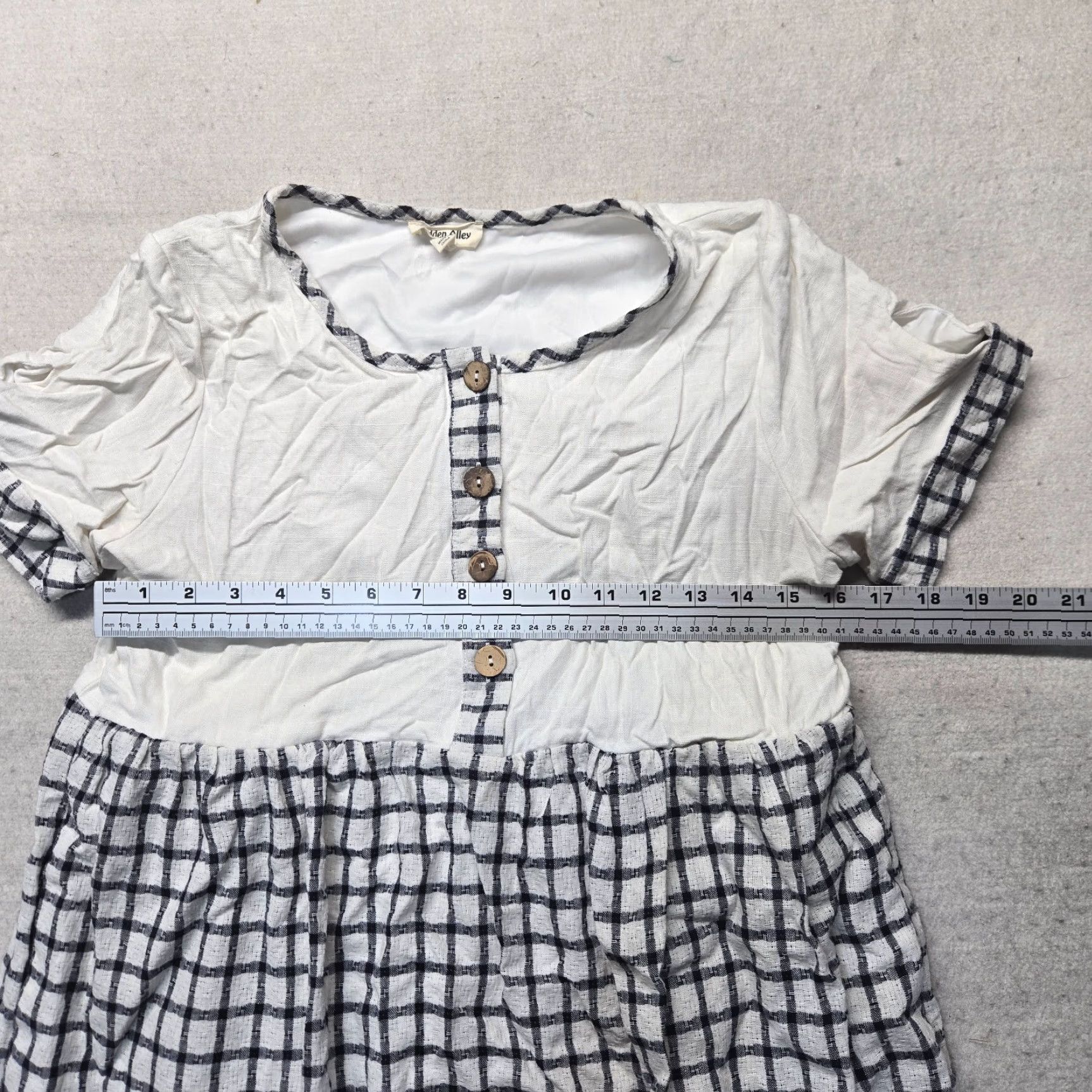 Vintage Hidden Alley Dress Womens Midi Striped Jersey Cotton A-Line Short Sleeve Round Neck Pockets Size M Black And White Size M / US 6-8 / IT 42-44 - 5 Thumbnail