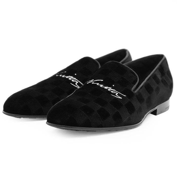 Louis Vuitton Louis Vuitton Louis Vuitton Damier Velour Loafer Canvas Shoes DUTY FREE for USA Size ONE SIZE - 1 Thumbnail