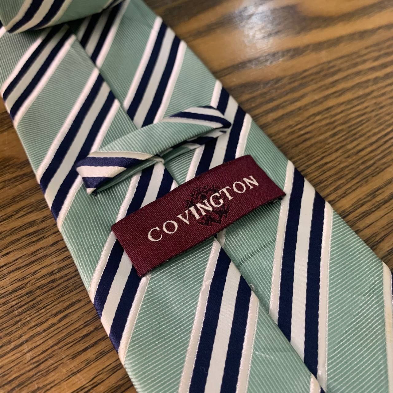 Covington Covington Lime Green & Navy Blue striped Necktie Size ONE SIZE - 2 Thumbnail