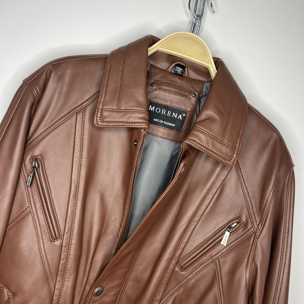 Leather × Vintage Vintage Brown Leather Motor Biker Jacket Trucker Genuine Size US M / EU 48-50 / 2 - 11 Thumbnail
