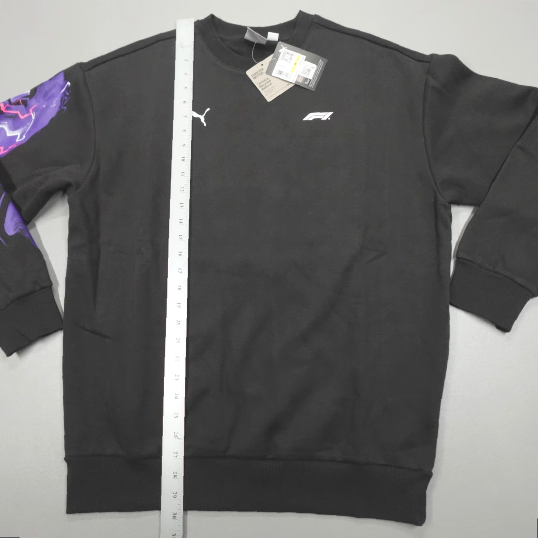Puma PUMA Sweatshirt Crewneck Pullover Graphic Print F1 Neon Energy Men's M Black Shirts Size US M / EU 48-50 / 2 - 6 Thumbnail