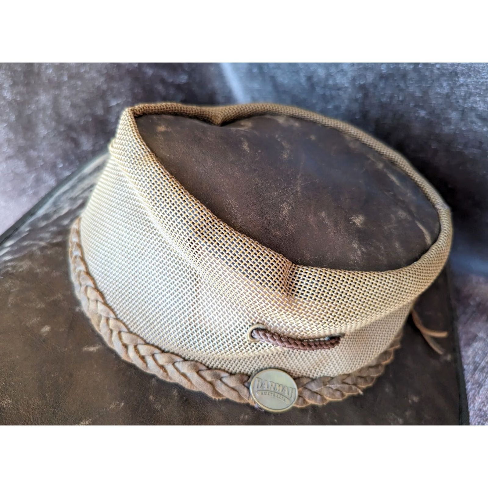KangaROOS Barmah Australia Cowboy Leather Hat Size XXL Men Brown Kangaroo Leather Barmah Cowboy Hat Western Theme Wool? Size ONE SIZE - 4 Thumbnail