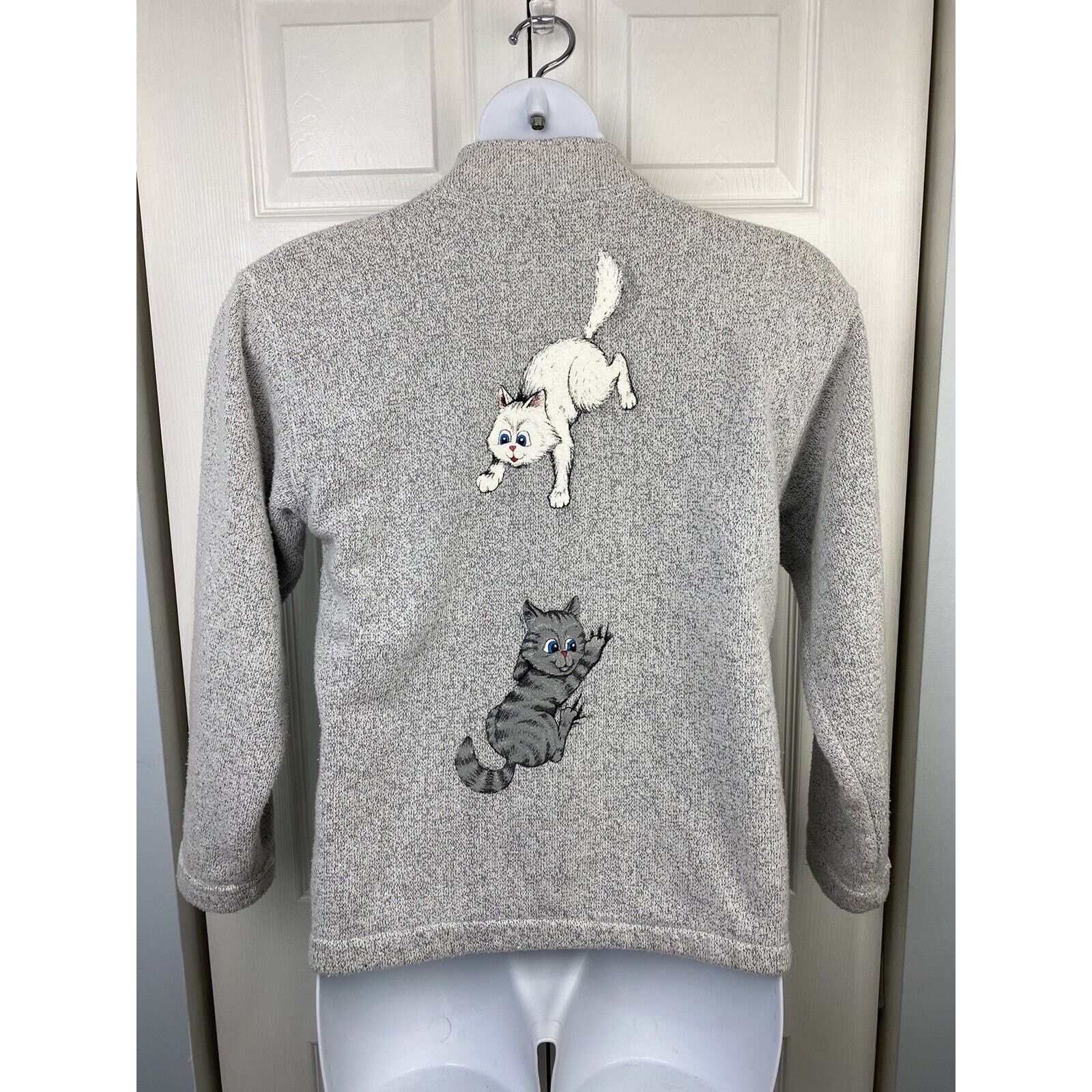 Other VTG ESY Sportswear Painted Cat Zip Sweater Grey Kitten Size S / US 4 / IT 40 - 8 Thumbnail