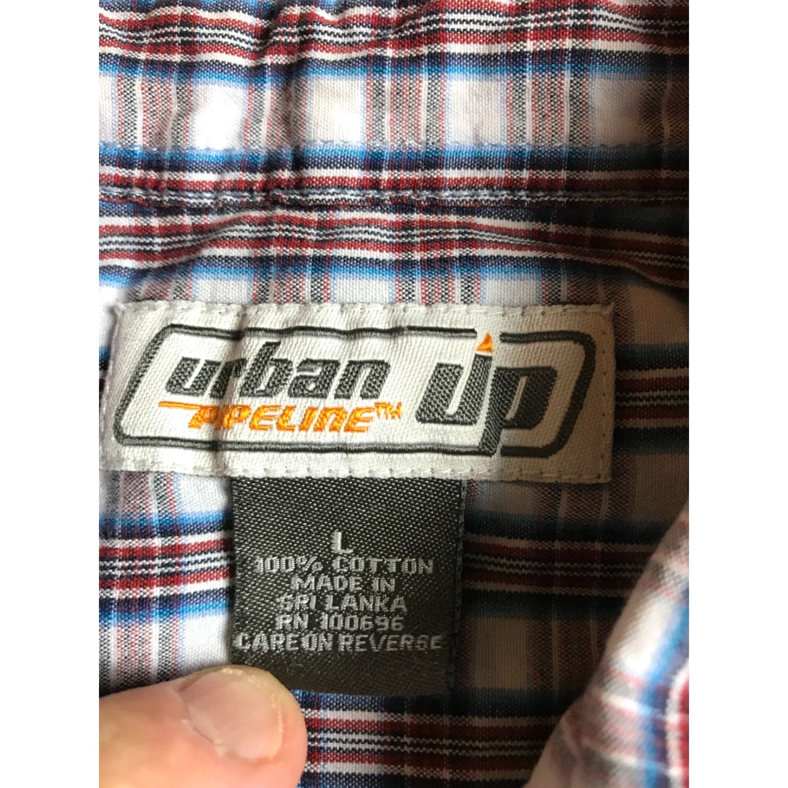 Vintage Urban Pipeline Shirt Mens Large White Blue Red Plaid Button Up Size US L / EU 52-54 / 3 - 6 Thumbnail