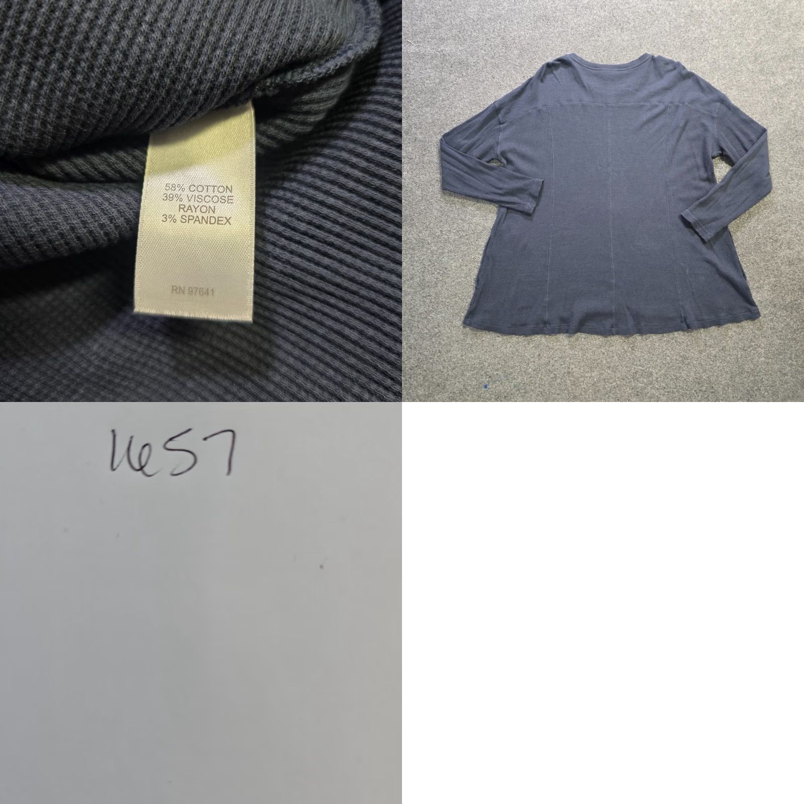 J. Jill J. Jill Top Womens XL Blue Thermal Textured Long Sleeve Pockets Stretch Blouse Size XL / US 12-14 / IT 48-50 - 8 Thumbnail