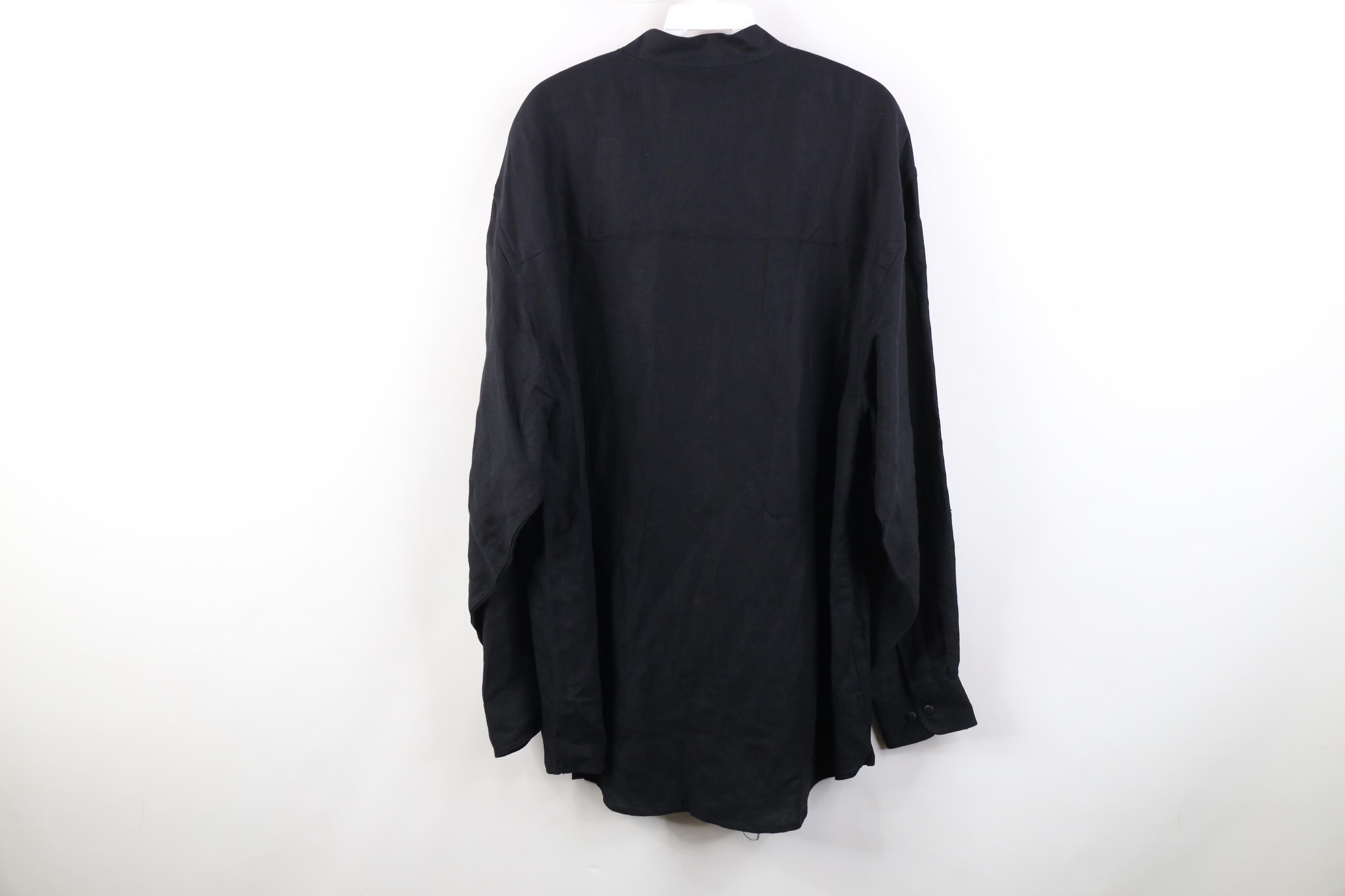 Vintage Vintage 90s Streetwear Gabardine Band Collar Button Shirt Size US L / EU 52-54 / 3 - 9 Thumbnail