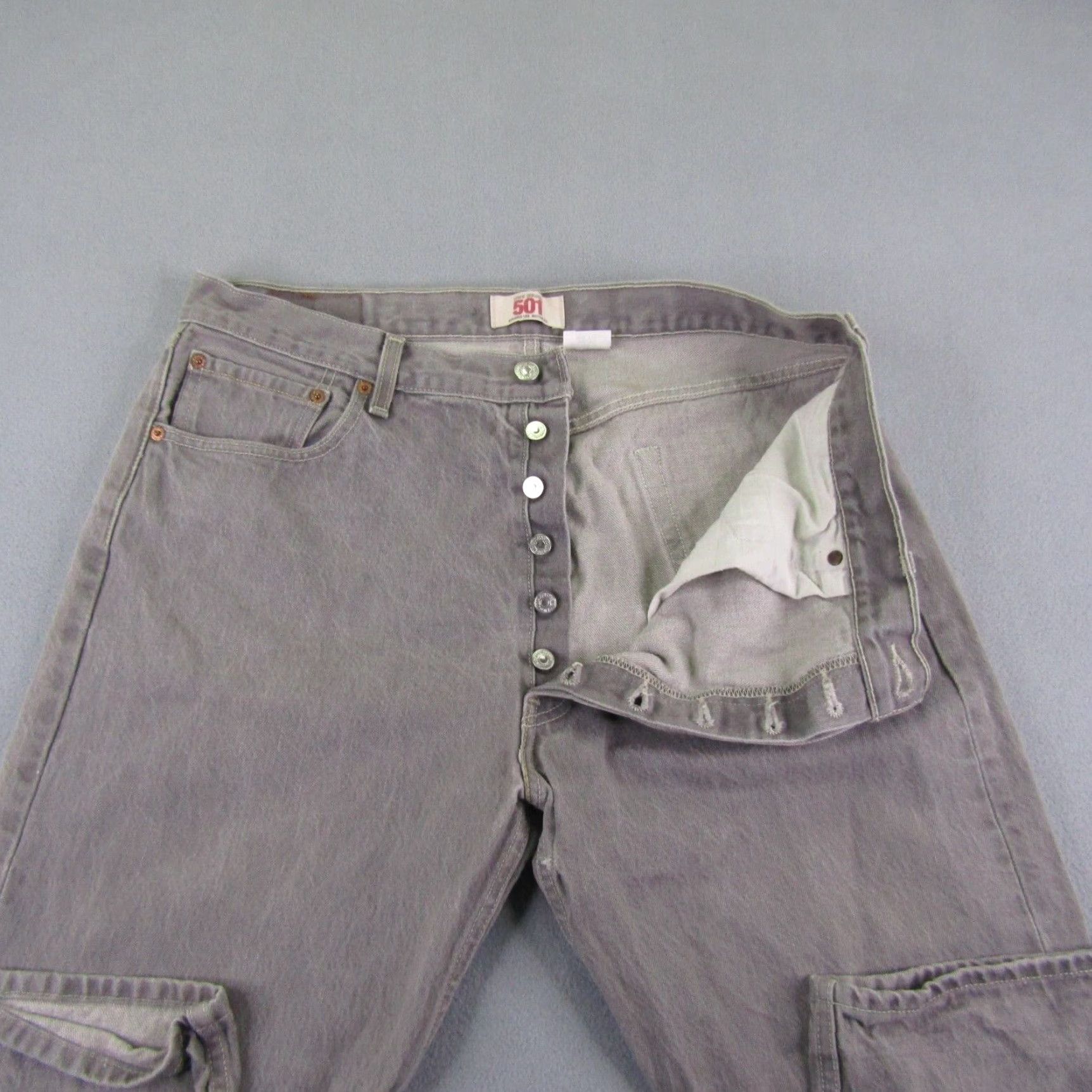 Levi's VINTAGE Levi's Jeans Mens 501 Button Fly Straight Denim Beige 38x34 Regular 32in Inseam Mens Size US 35 - 4 Thumbnail