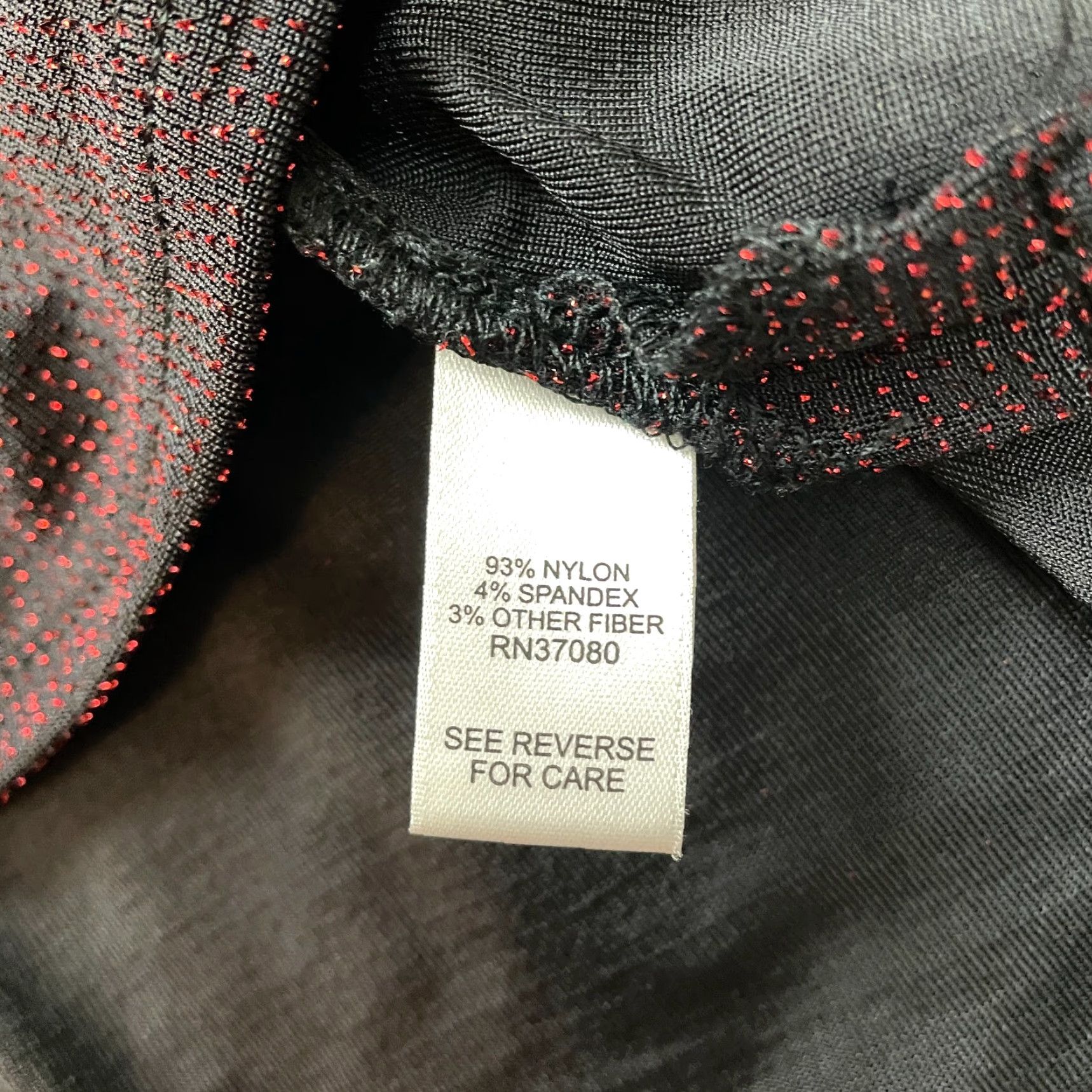 Vintage Cato Blouse Shirt Womens XL Black Dark Red Long Sleeve Nylon Spandex Jersey Stretch Dressy Casual Workwear Everyday Size XL / US 12-14 / IT 48-50 - 7 Thumbnail