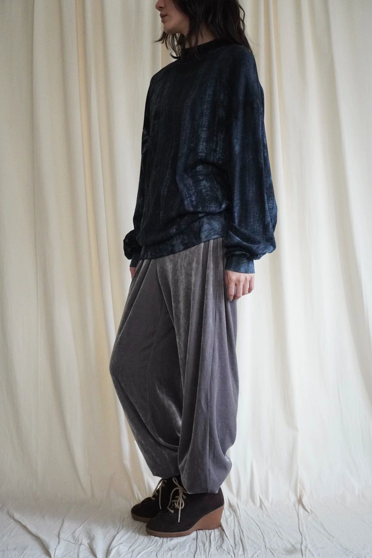 Issey Miyake Issey Miyake 1991 Blue-Gray Velvet Lantern Trousers L Size 28" / US 6 / IT 42 - 8 Thumbnail