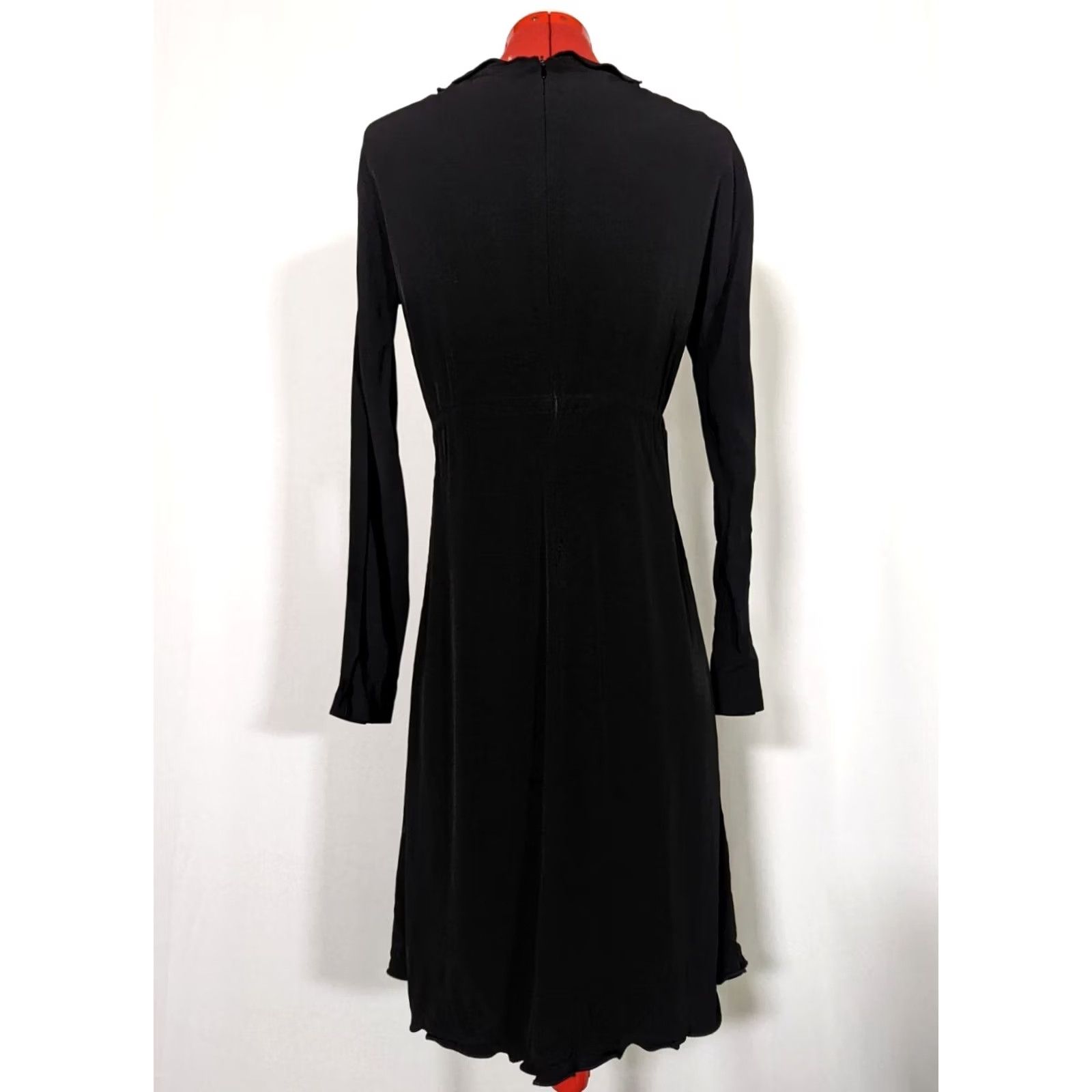 Versace Istante by Gianni Versace Vintage 80s Black Dress Scalloped Neck Size 44 Italy Women Knee Length Vintage 80s} Size M / US 6-8 / IT 42-44 - 3 Thumbnail