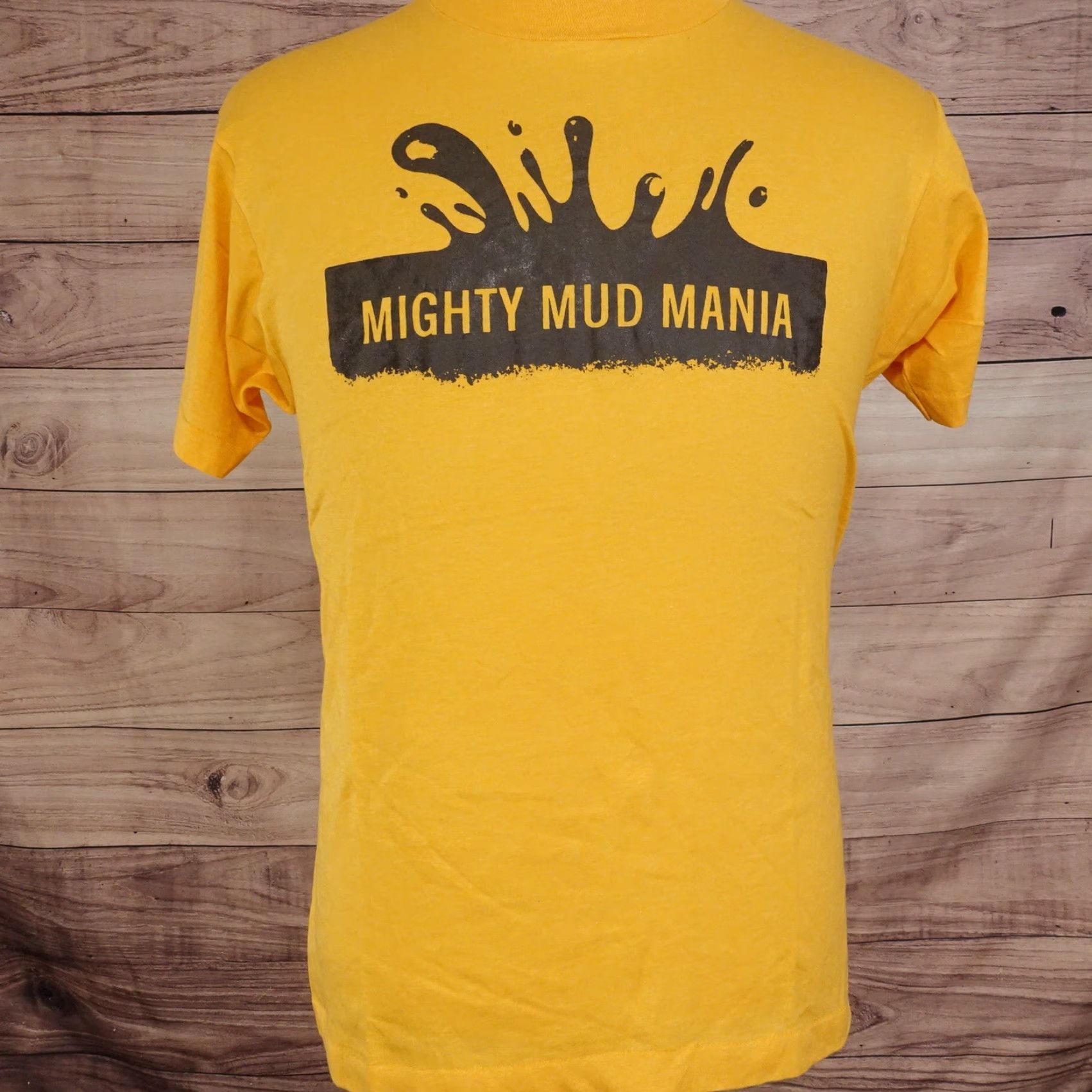 Vintage Vintage 1980s Screen Stars Mighty Mud Mania USA Single Stitch T-Shirt Sz L Unisex Cotton Yellow Summer Retro Size US L / EU 52-54 / 3 - 2 Thumbnail