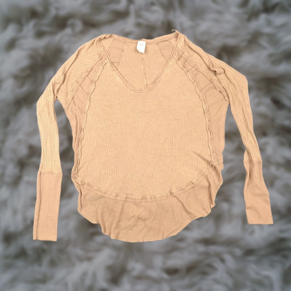 Vintage We The Free Shirt Womens Small Beige Thermal Waffle Knit Tunic Long Sleeve Size S / US 4 / IT 40 - 1 Thumbnail