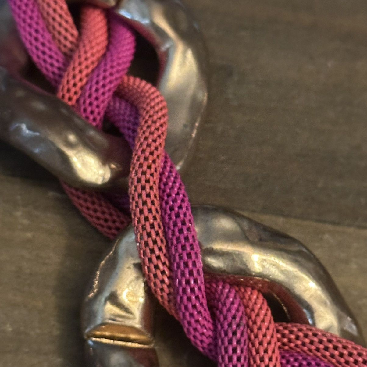 Other Chunky link woven pink and orange mesh chain collar necklace Size ONE SIZE - 4 Thumbnail