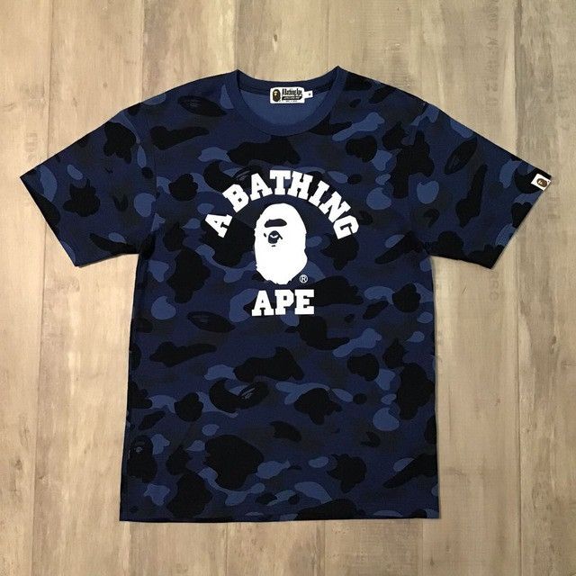 Bape BAPE Blue camo college logo T-shirt a bathing ape Size US M / EU 48-50 / 2 - 1 Thumbnail