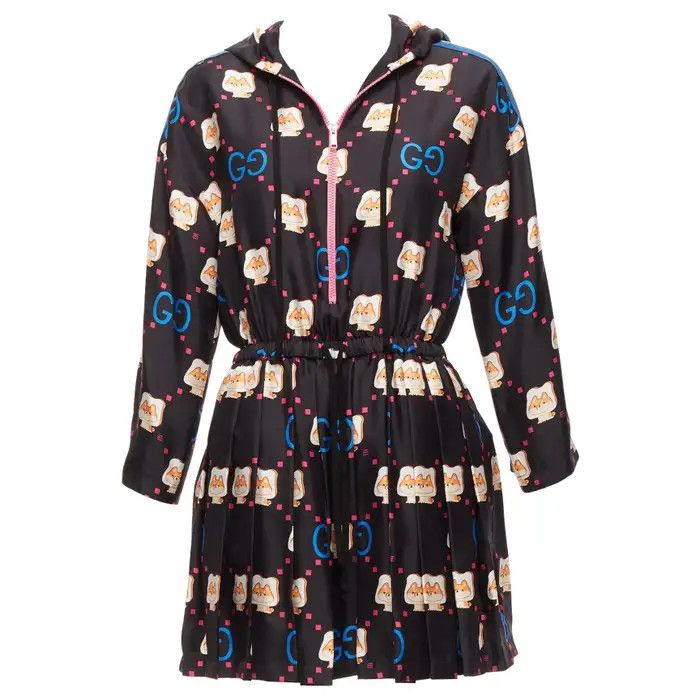Gucci o1y0925 Hooded Pleated Mini Dress in Multicolor Size S / US 4 / IT 40 - 1 Thumbnail