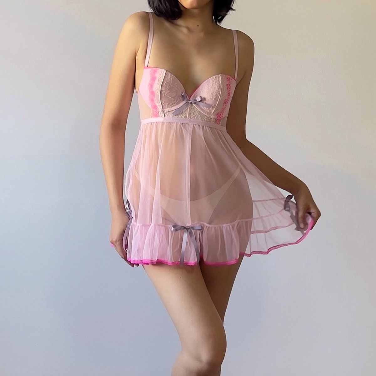 Victoria's Secret Victoria’s Secret Pink Mesh Sheer Mini Dress (34B/32C) Size S / US 4 / IT 40 - 4 Thumbnail