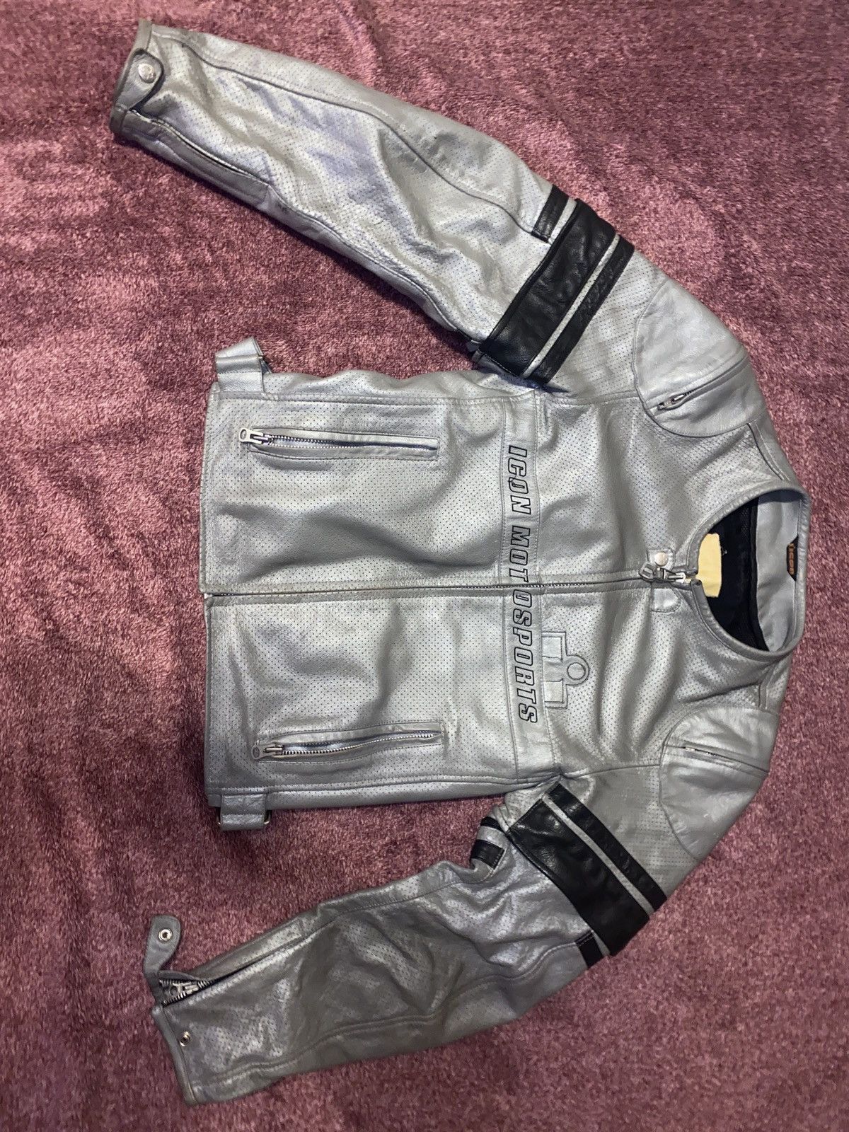 ICON Motorsports OG ICON Motosports Leather Jacket — Rare Silver Colorway Size US XL / EU 56 / 4 - 1 Thumbnail