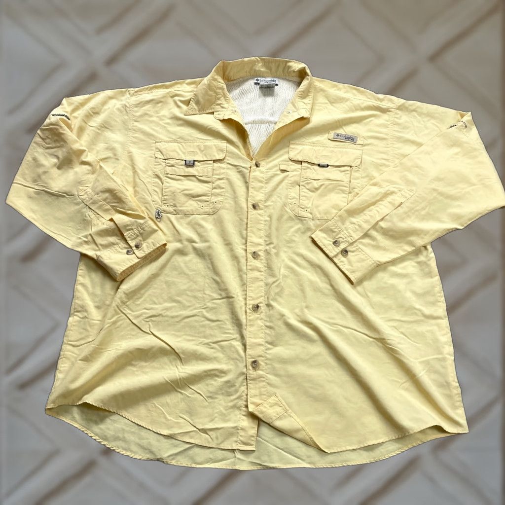 Vintage Columbia PFG Bahama Shirt Mens XL Yellow Nylon Short Sleeve Casual Size US XL / EU 56 / 4 - 1 Thumbnail