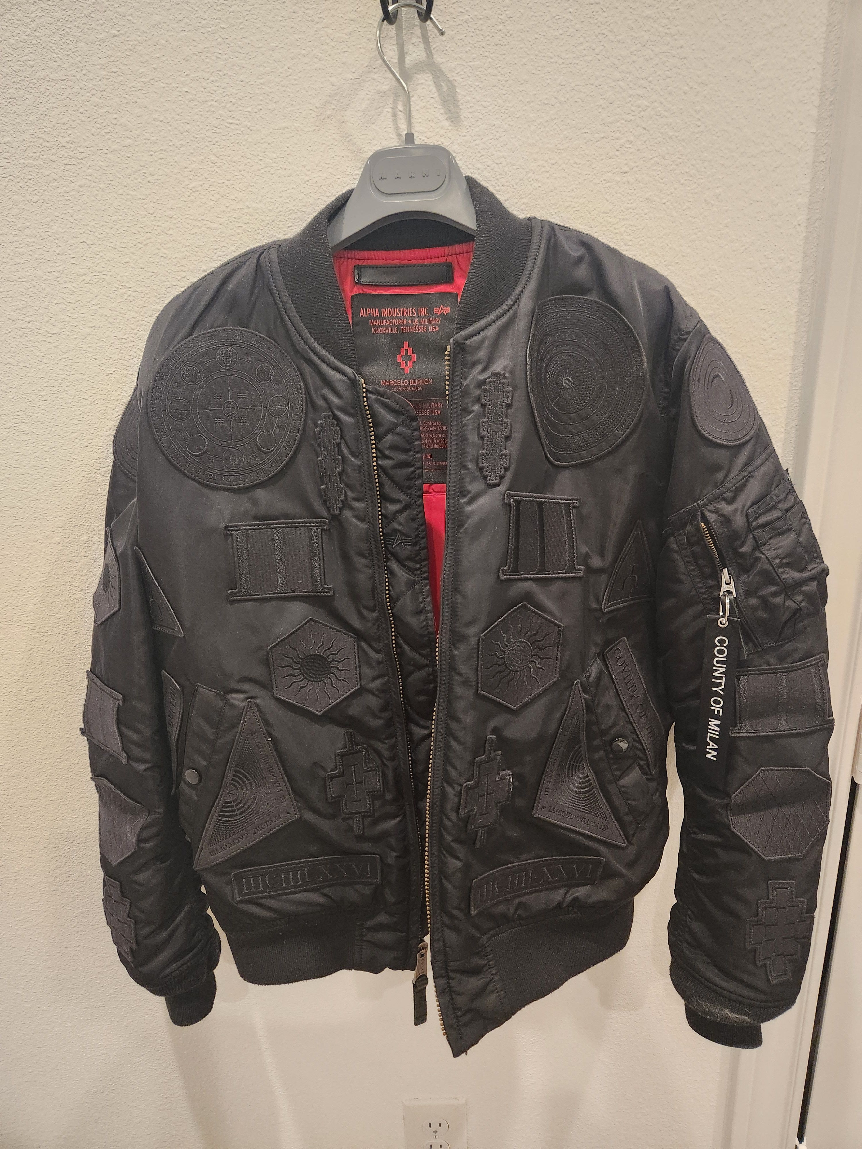 Alpha Industries × Marcelo Burlon Marcelo Burlon x Alpha Industries Black  Bomber Jacket | Grailed