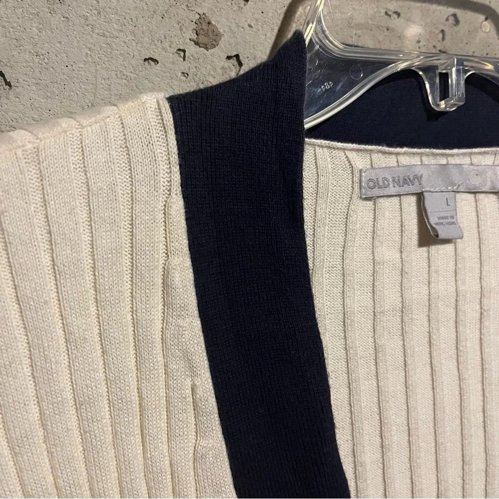 Old Navy Old Navy Size L Beige Navy Grandpa Sweater Long Cardigan Size L / US 10 / IT 46 - 4 Thumbnail