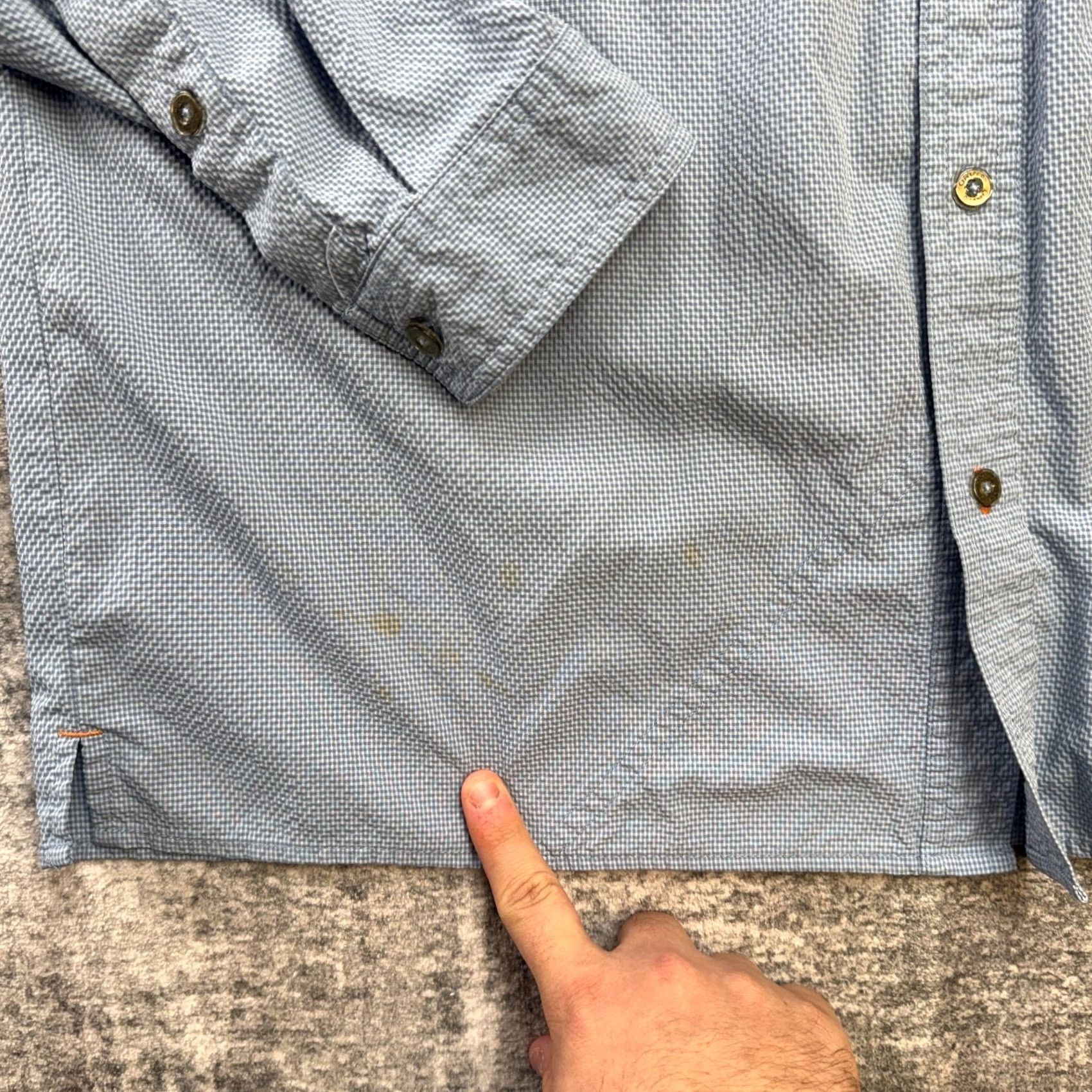 Orvis Orvis Shirt Men L Blue Seersucker Button-Down Nylon Polyester Breathable Pockets Size US L / EU 52-54 / 3 - 4 Thumbnail