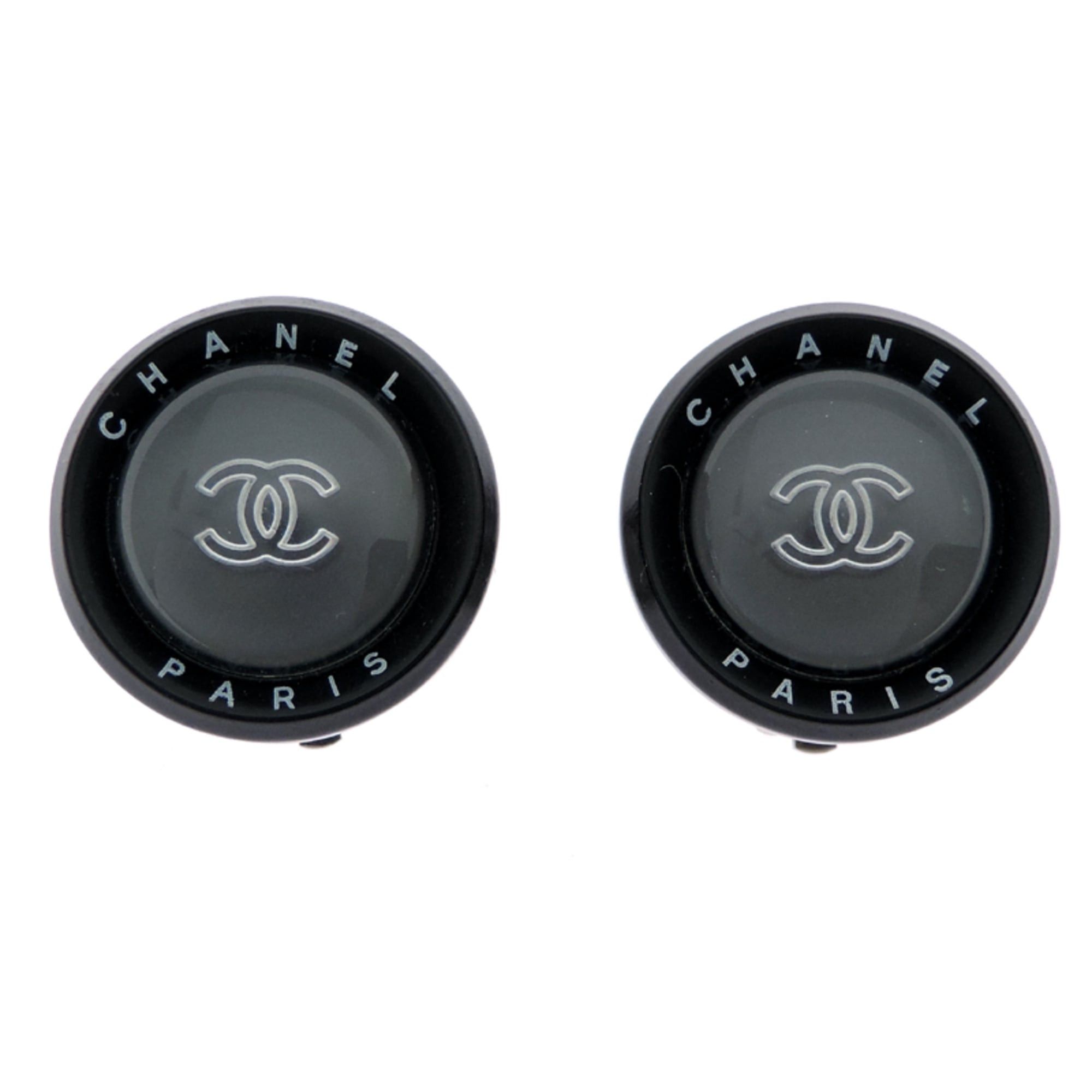 Chanel Chanel Coco Mark Earrings (No Elastic Backing) Women's Plastic Black Size ONE SIZE - 1 Thumbnail