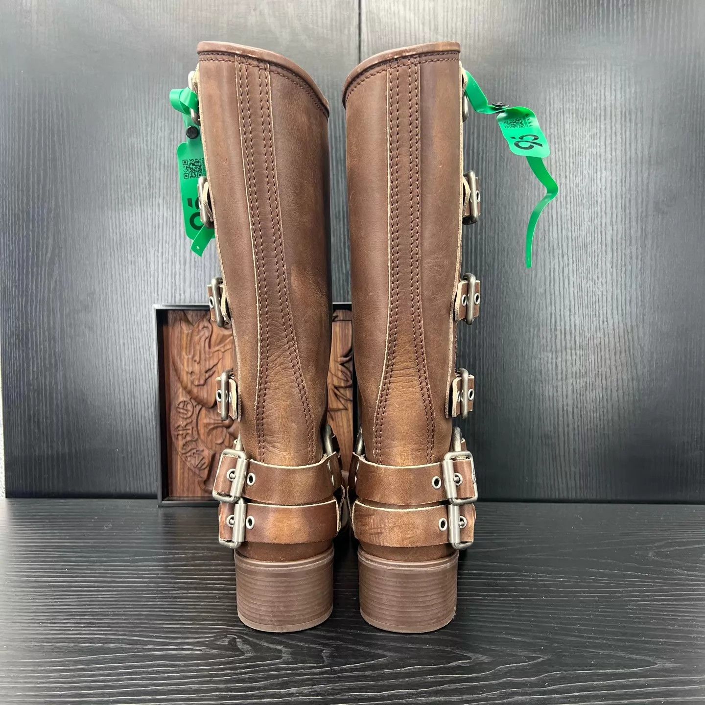 Miu Miu MIU brown leather metal buckle mid-calf boots 39.5 99 new Size US 9 / IT 39 - 5 Thumbnail
