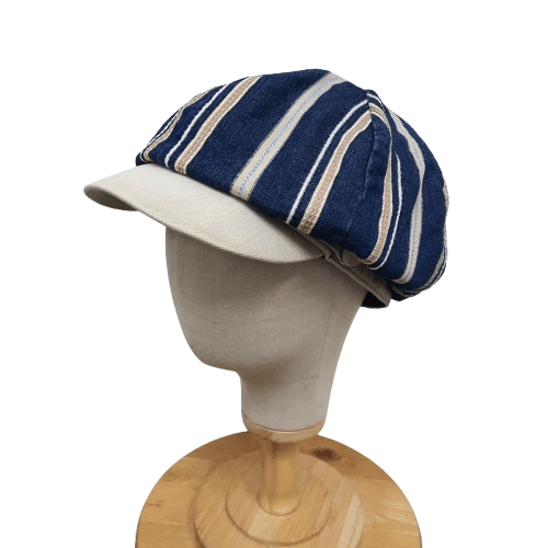 Japanese Brand ⚒️ Japanese brand grace stripes denim sun faded newsboy cap Size ONE SIZE - 1 Thumbnail