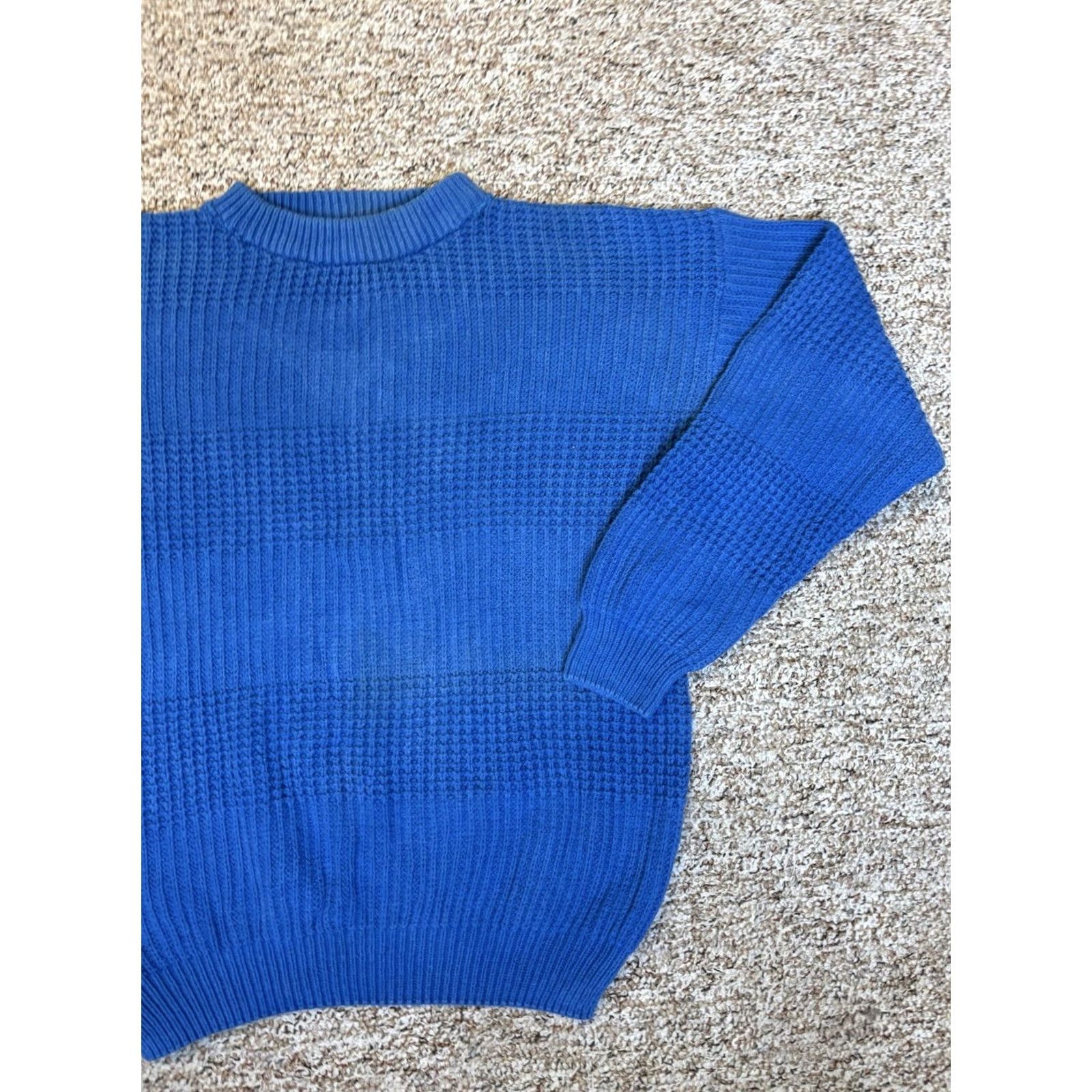 Vintage VINTAGE Aka Bay Thick Knit Blue Pullover Sweater 100% Cotton • Size Medium Men Regular Crew Neck Long Sleeve Knit Pullover 90s Size US M / EU 48-50 / 2 - 3 Thumbnail