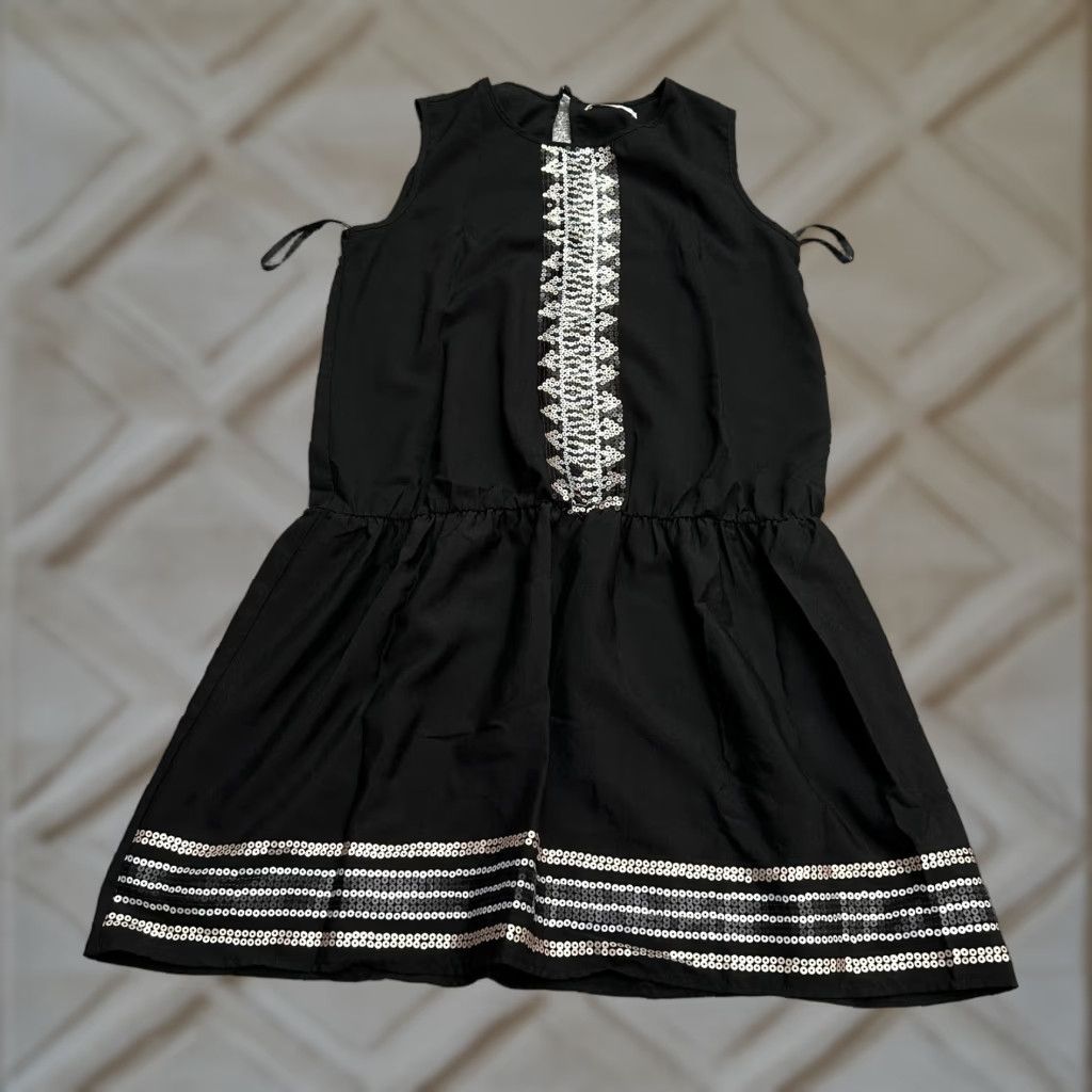 Vintage Gemo Dress Womens 36 Black Knee Length Sleeveless A-Line Sequins Work Casual Size XS / US 0-2 / IT 36-38 - 1 Thumbnail