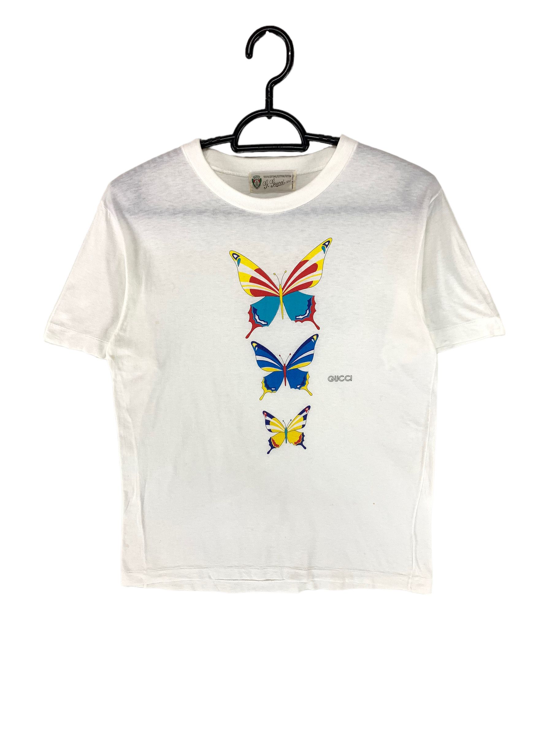 image of 70's 80's Gucci Butterfy Tee in White, Men's (Size Small)